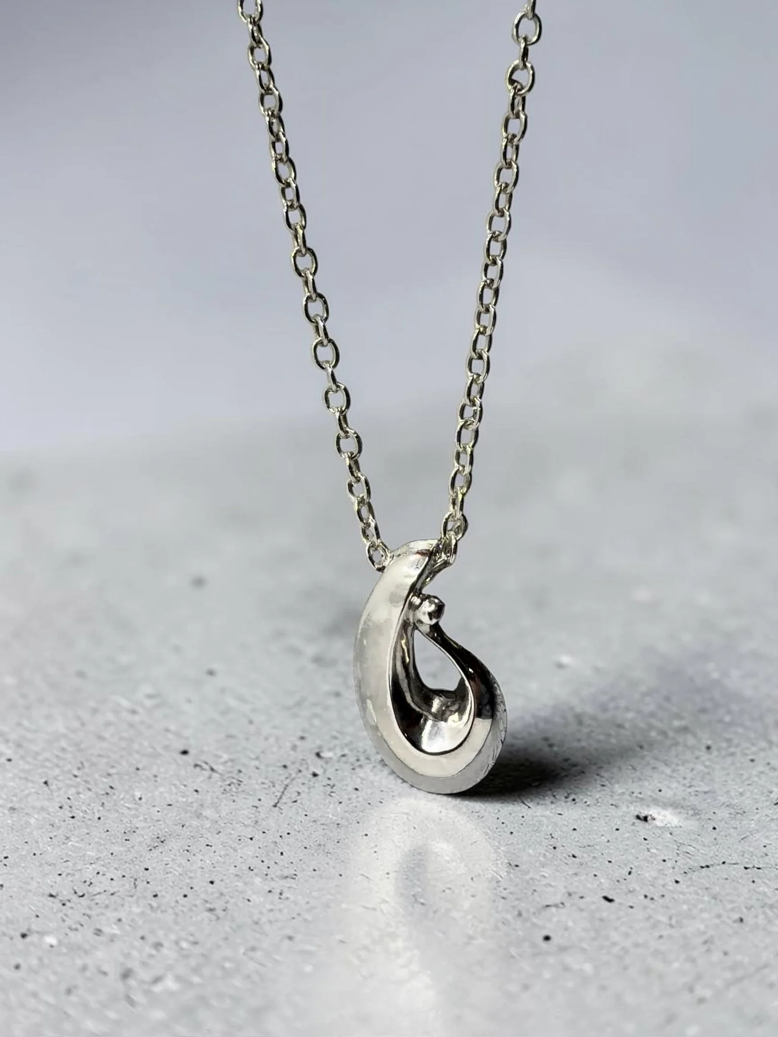 Handcrafted Freeform Open Teardrop Pendant Necklace