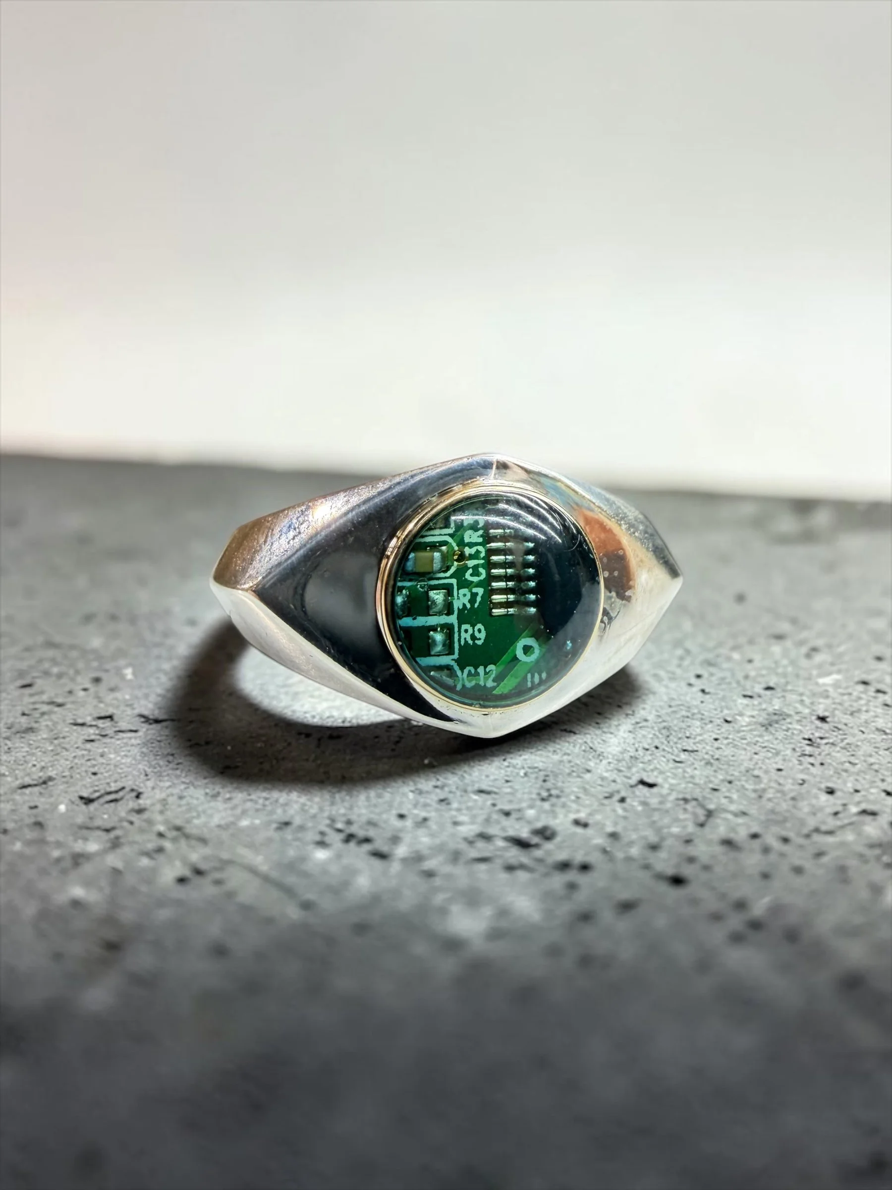 CIRCUIT BOARD 14K & STERLING SILVER RING