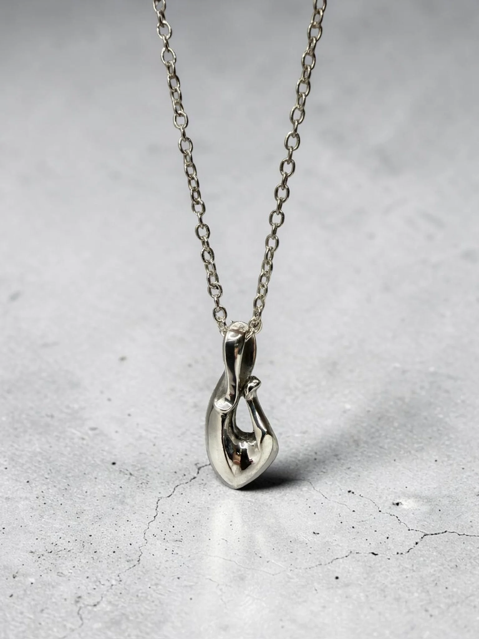 Handcrafted Freeform Open Teardrop Pendant Necklace