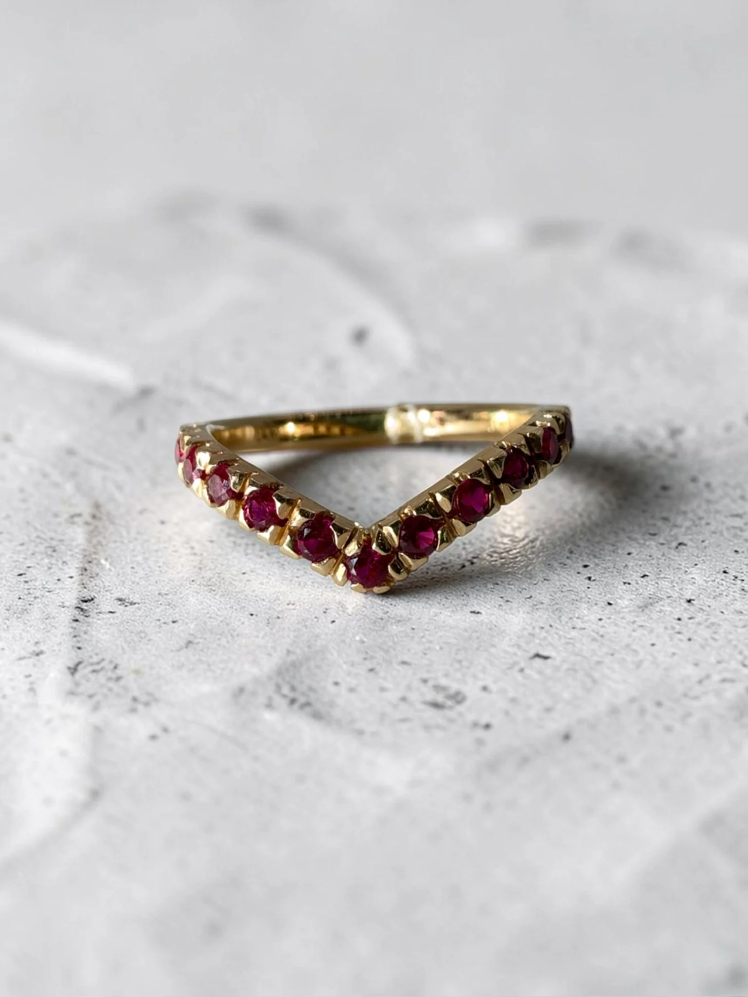 Ruby Chevron Band in 14K Yellow Gold