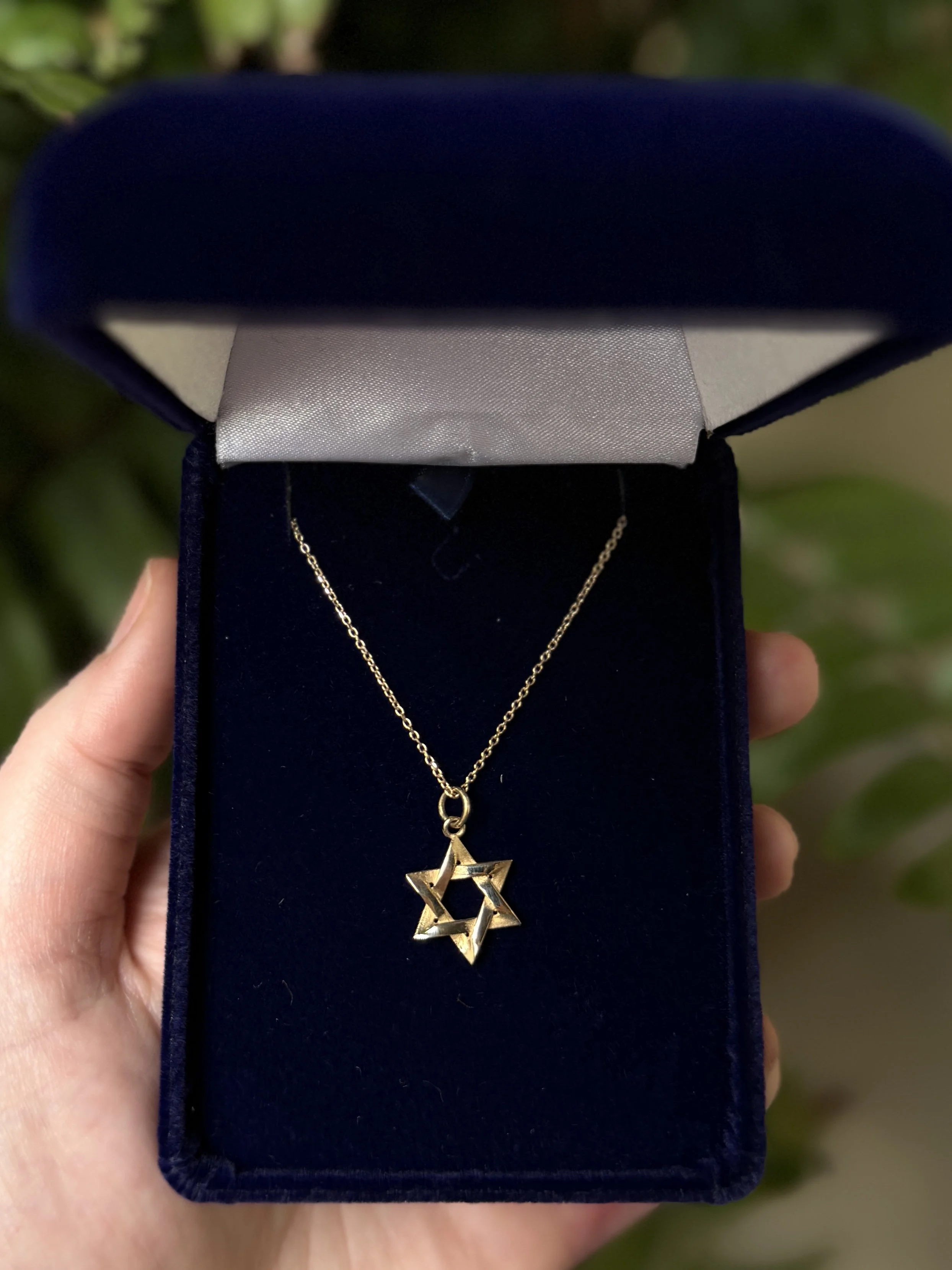 yellow gold Star of David necklace 