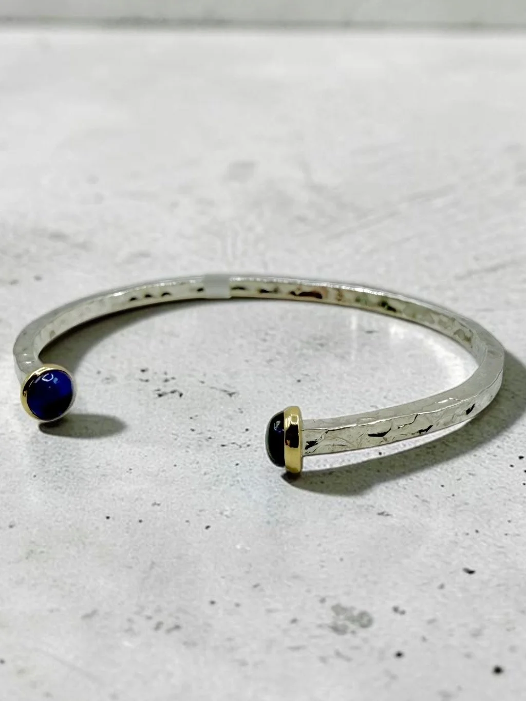 Sterling Silver, 14K Yellow Gold & Sapphire Cuff Bracelet