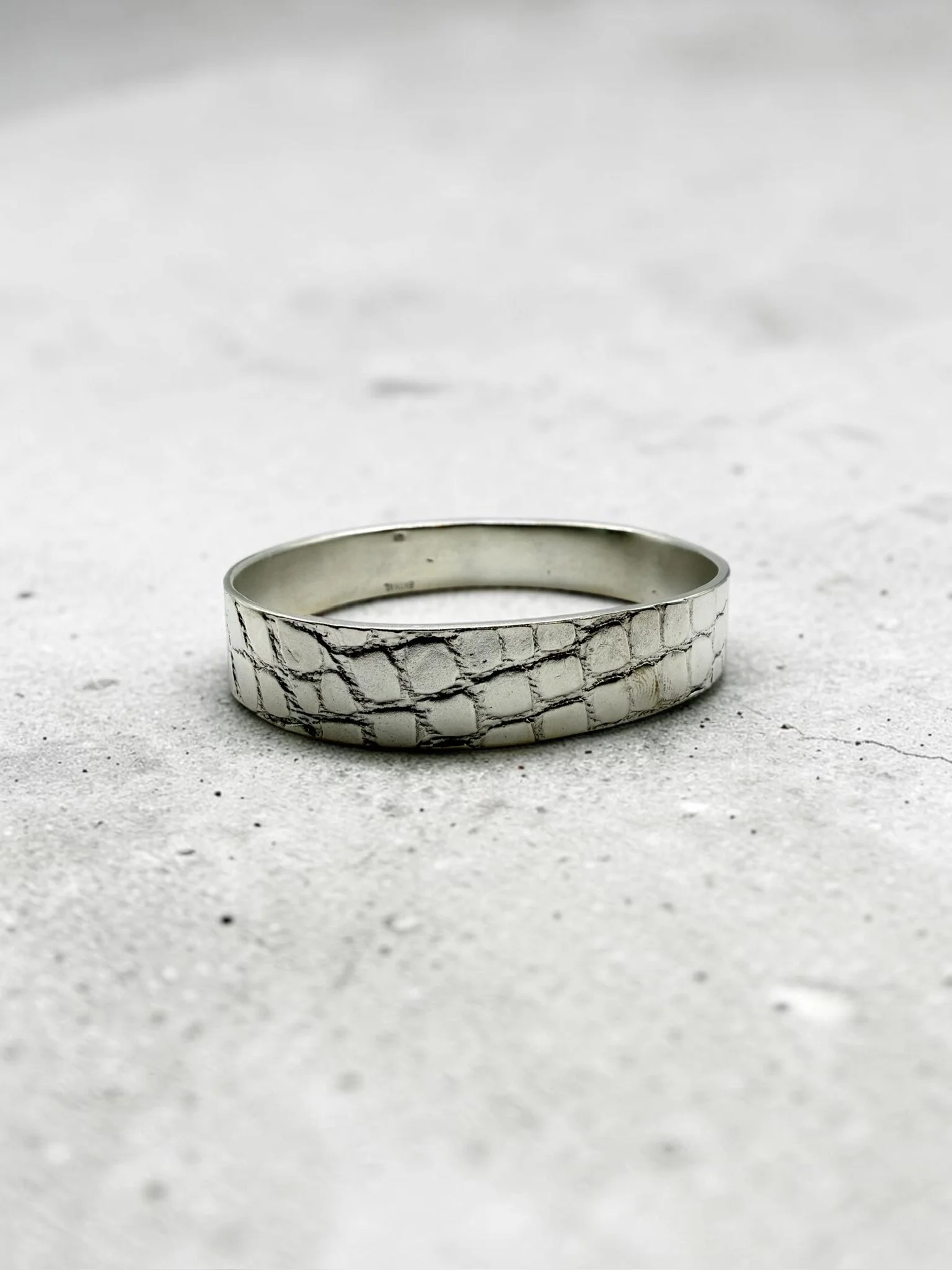 Sterling Silver Alligator Print Bangle Bracelet