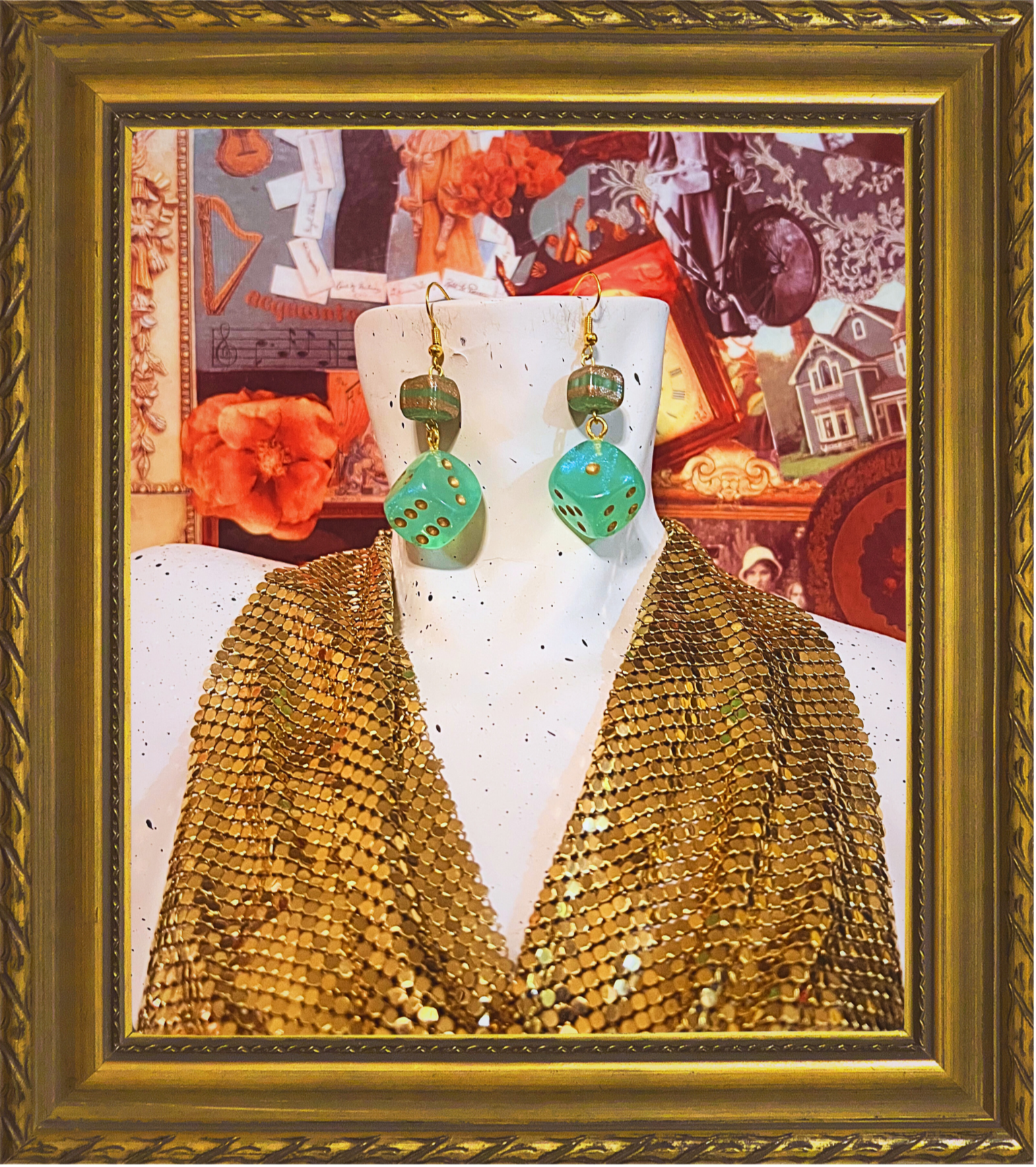 "Sea glass" dice earrings