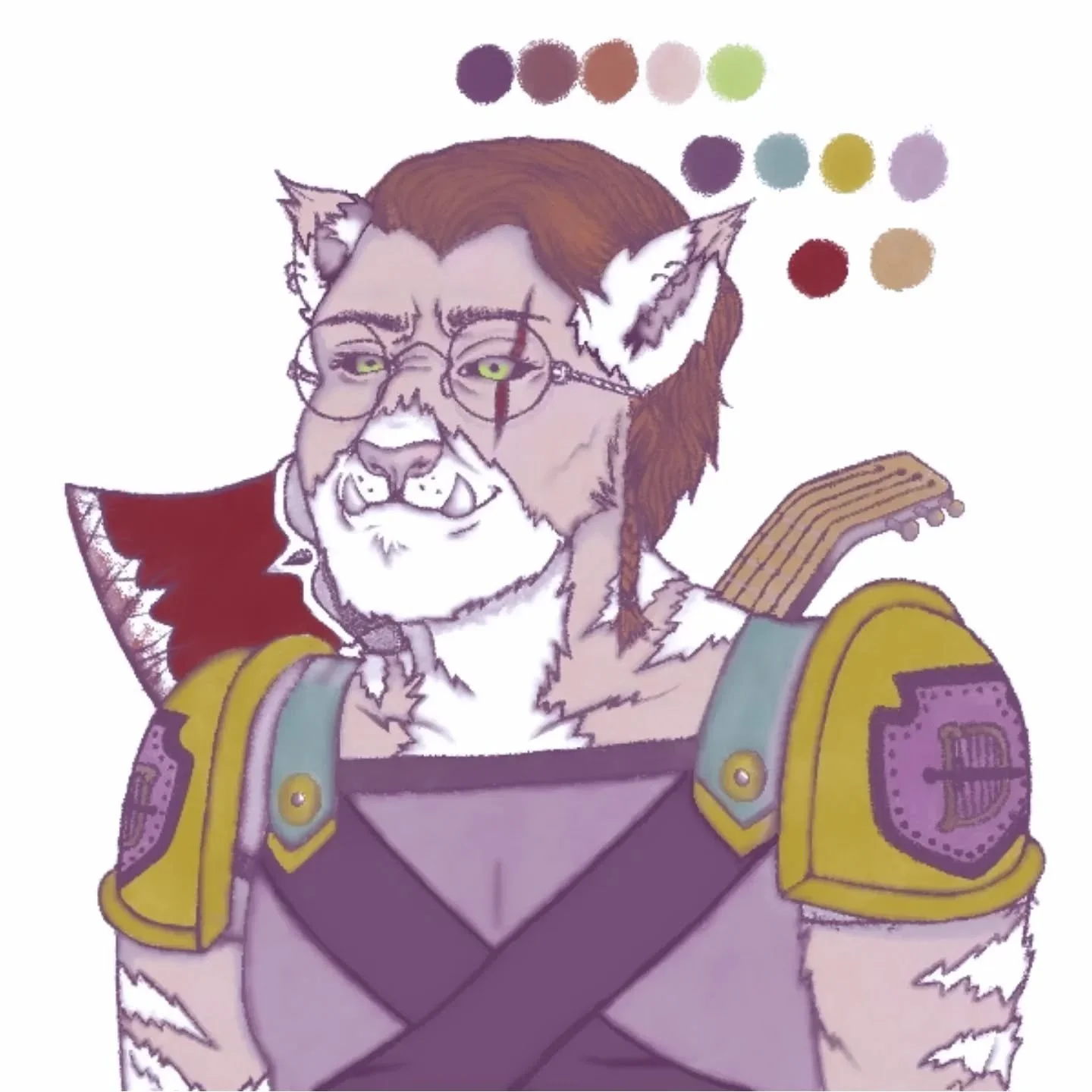 HUNNI HERE! Tabaxi+ Orc= Taborcxi?  NO NAME YET ‼️ please throw out ideas. 

This handome tomcat is a [Bard]barian, charismatic and intimidating! I would love to put together a story and put it out as an adoptale pre-made campaign charecter, alongsid