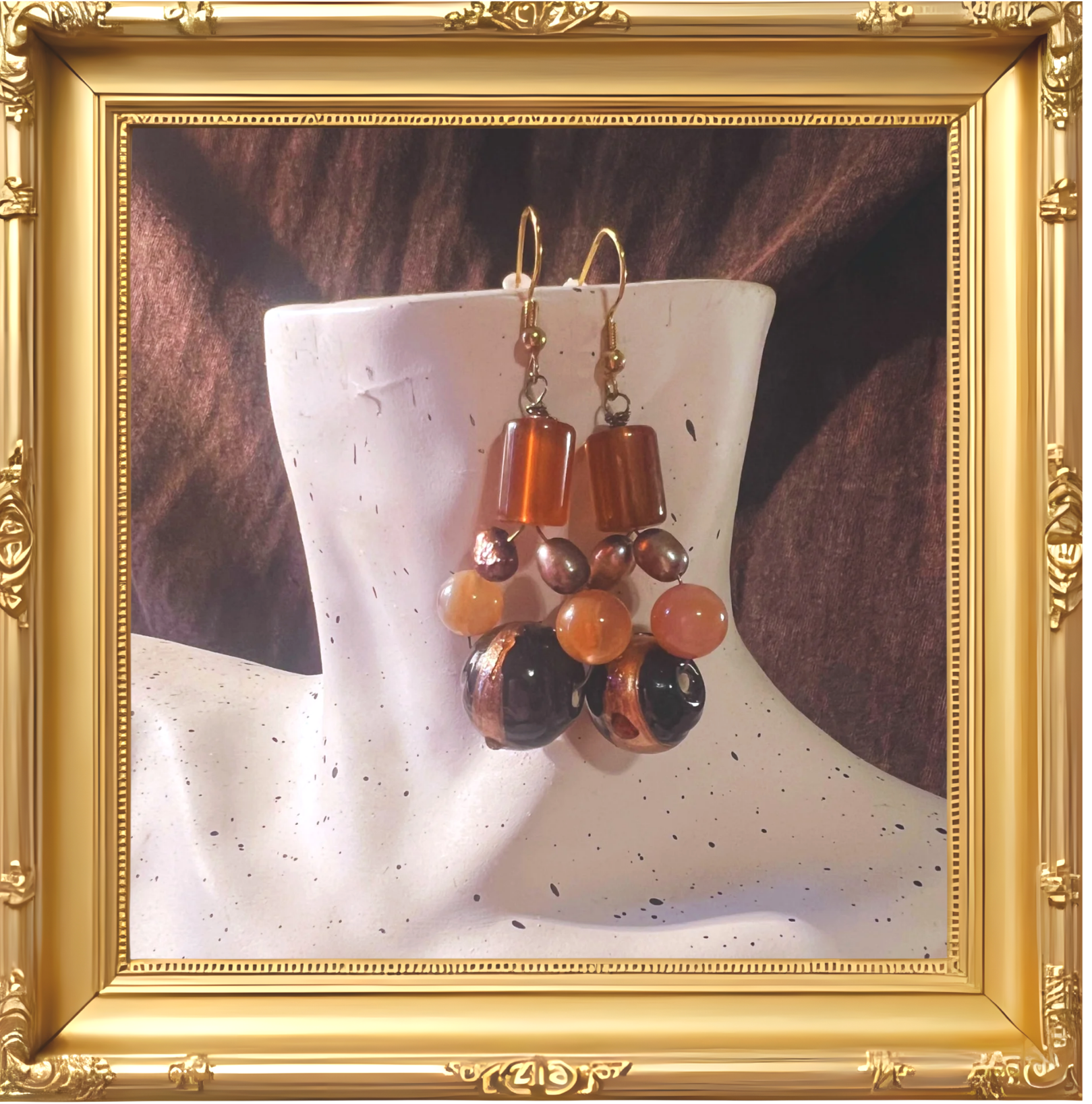 "Glowing Amber" dangle earrings