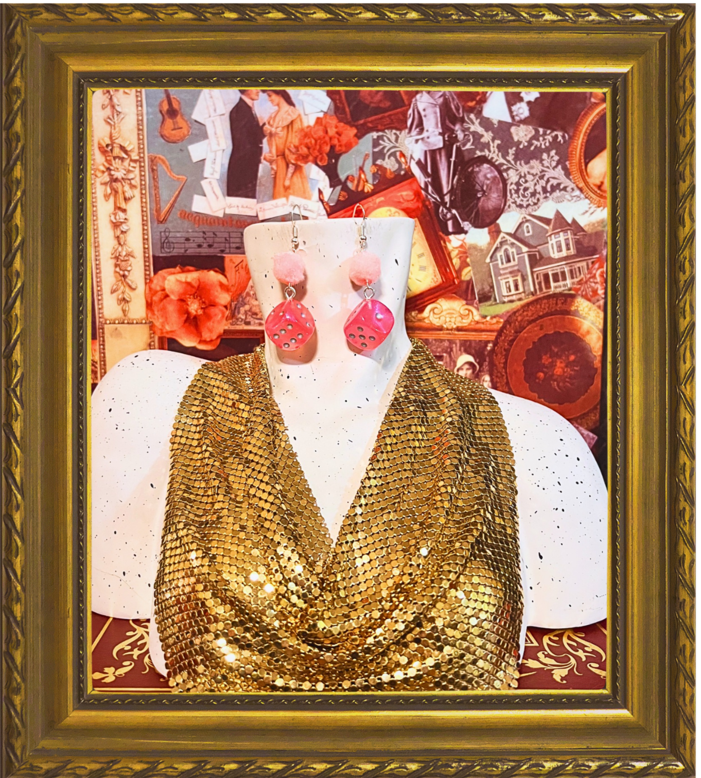 "Pink Plush" dice earrings