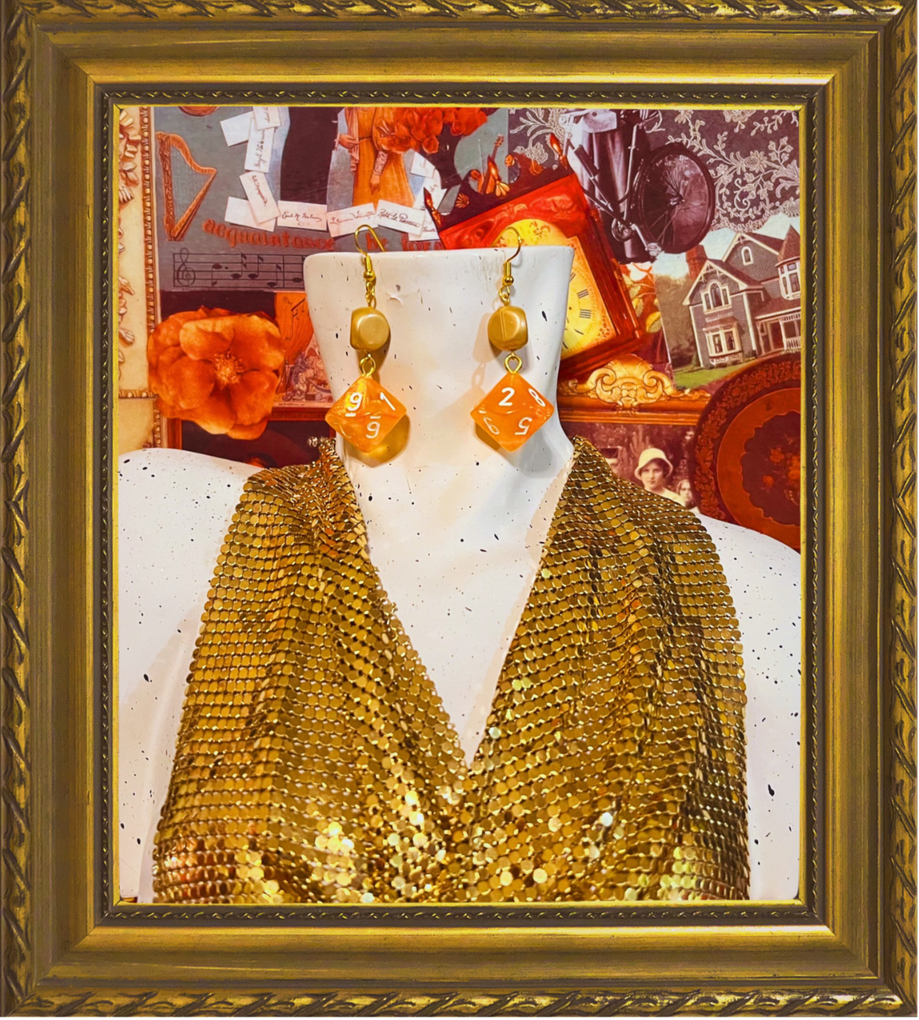 "Marigold Mage" dice earrings