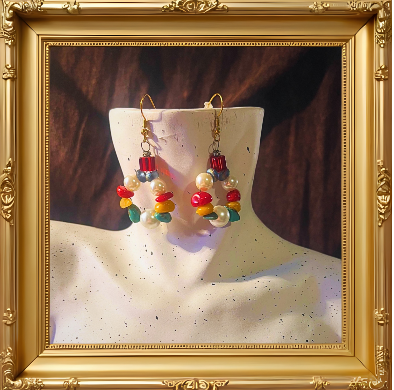 "Rainbow Cane" dangle earrings