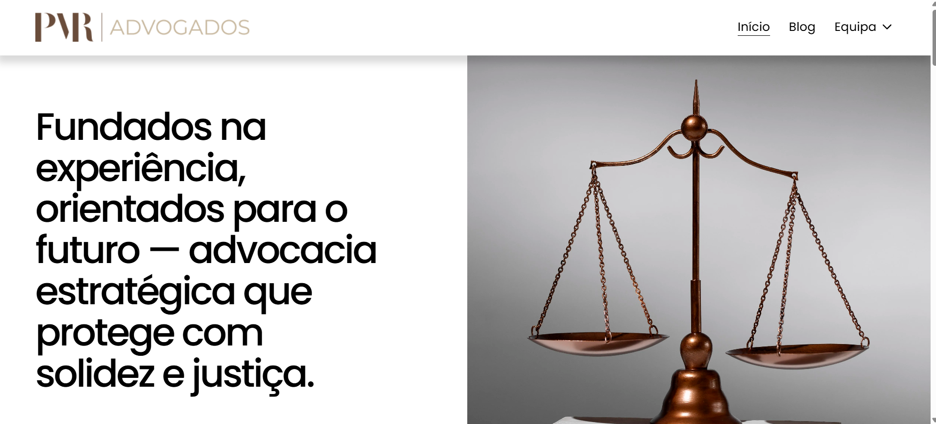 Website institucional de advogados com áreas de atuação, equipa e blog.