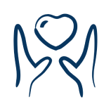 Outline of two hands holding a heart-shaped object