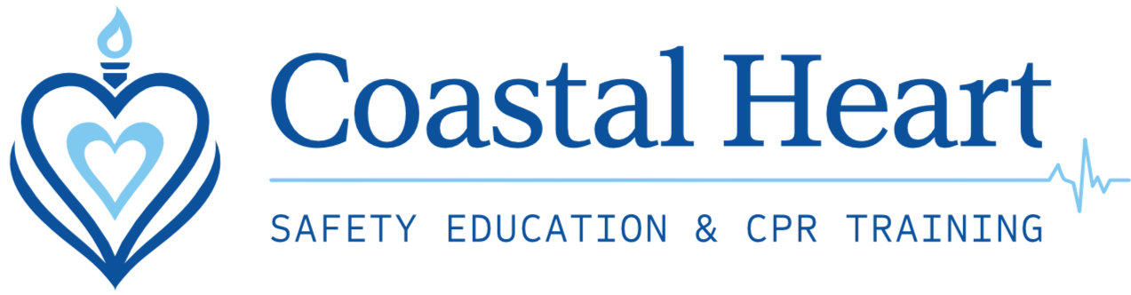 Coastal Heart Safety logo blue heart and flame