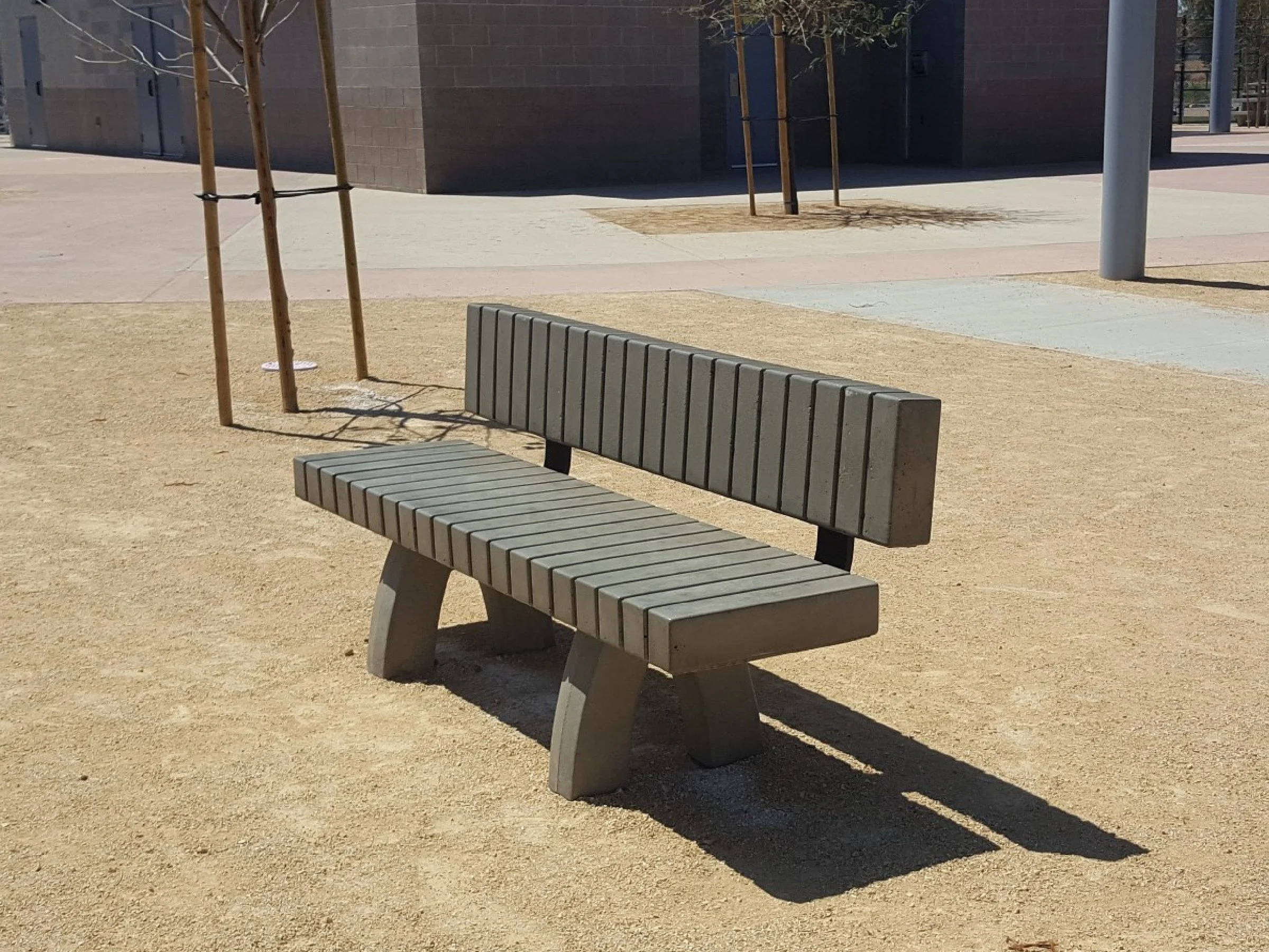#422 - Backed bench w/linear reliefs, 72"