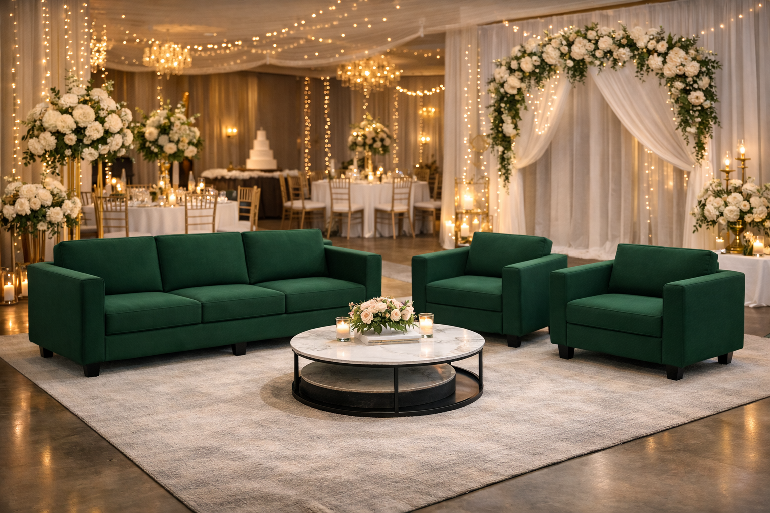 Rich Emerald Sofa Set - Rental