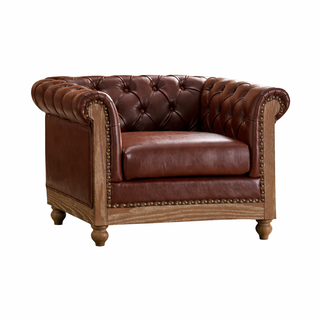 Brown armchair in cigar lounge white background.png