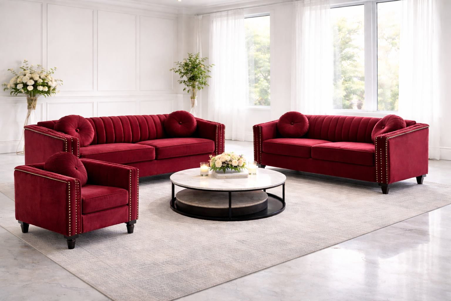 Burgundy  Sofa Set - Rental