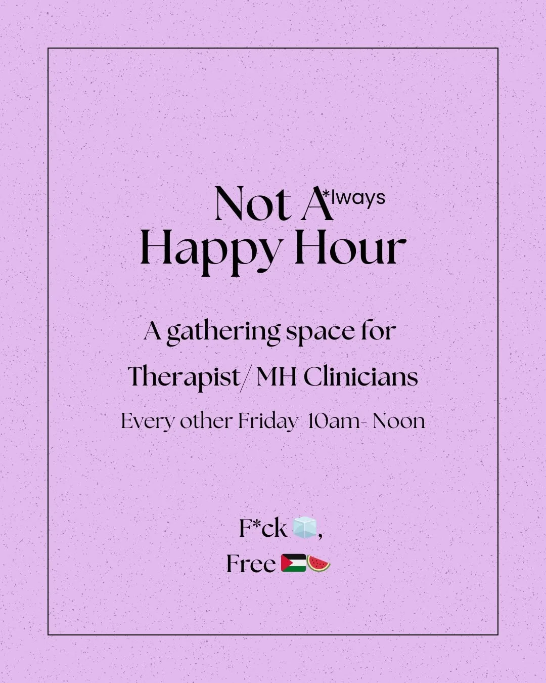 This is a gathering space outside of the workplace to connect with other therapists. A place to reflect on self as a therapist. To share resources, offerings, ask for support, and find better ways to sustain ourselves and our communities in and outsi