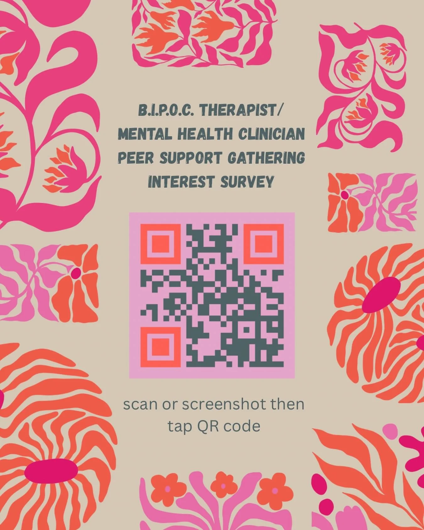 Hello!
A couple BIPOC therapist are starting a peer support gathering. The hope is to build space for BIPOC clinicians to gather, and support each other as we show up in our own circles and communities. Also space to organize joint community offering