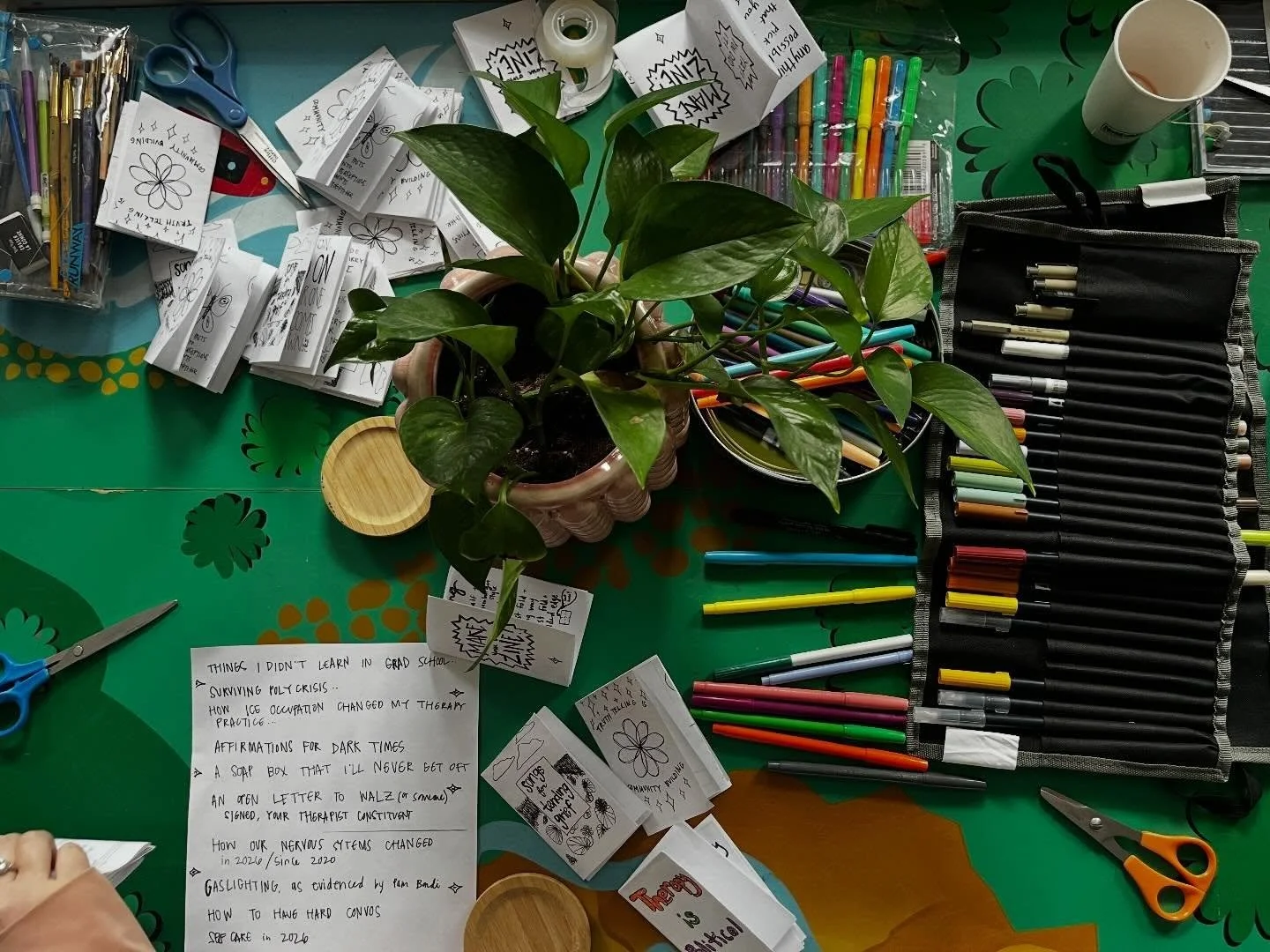 Much gratitude for the fellow therapist who gathered today. 

@inner.rhythms.yoga led us through Zine making while we discussed differing themes around the challenges of being a therapist in this field.

We will continue to gather every other Friday!