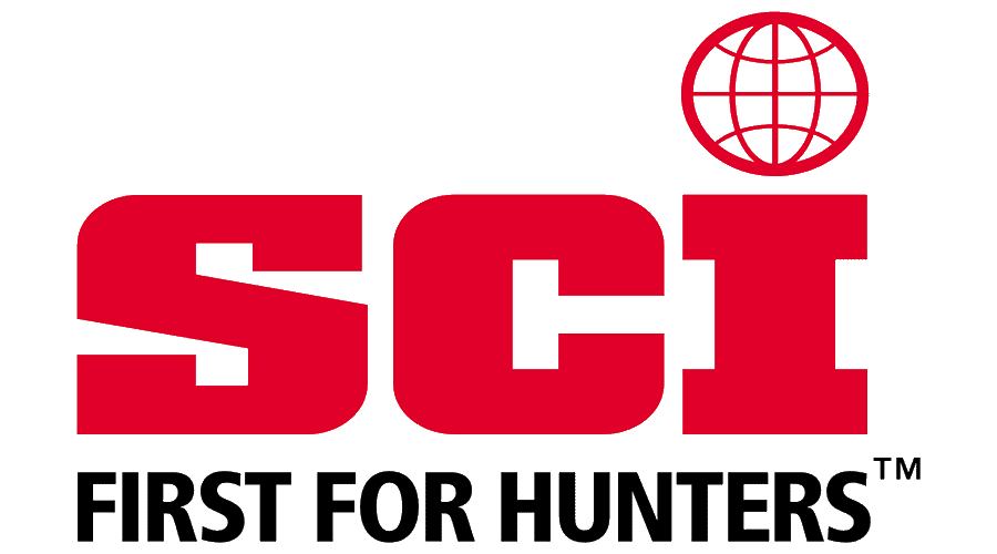 Logo with red letters 'SCI', a red globe symbol, and the phrase 'First for Hunters'
