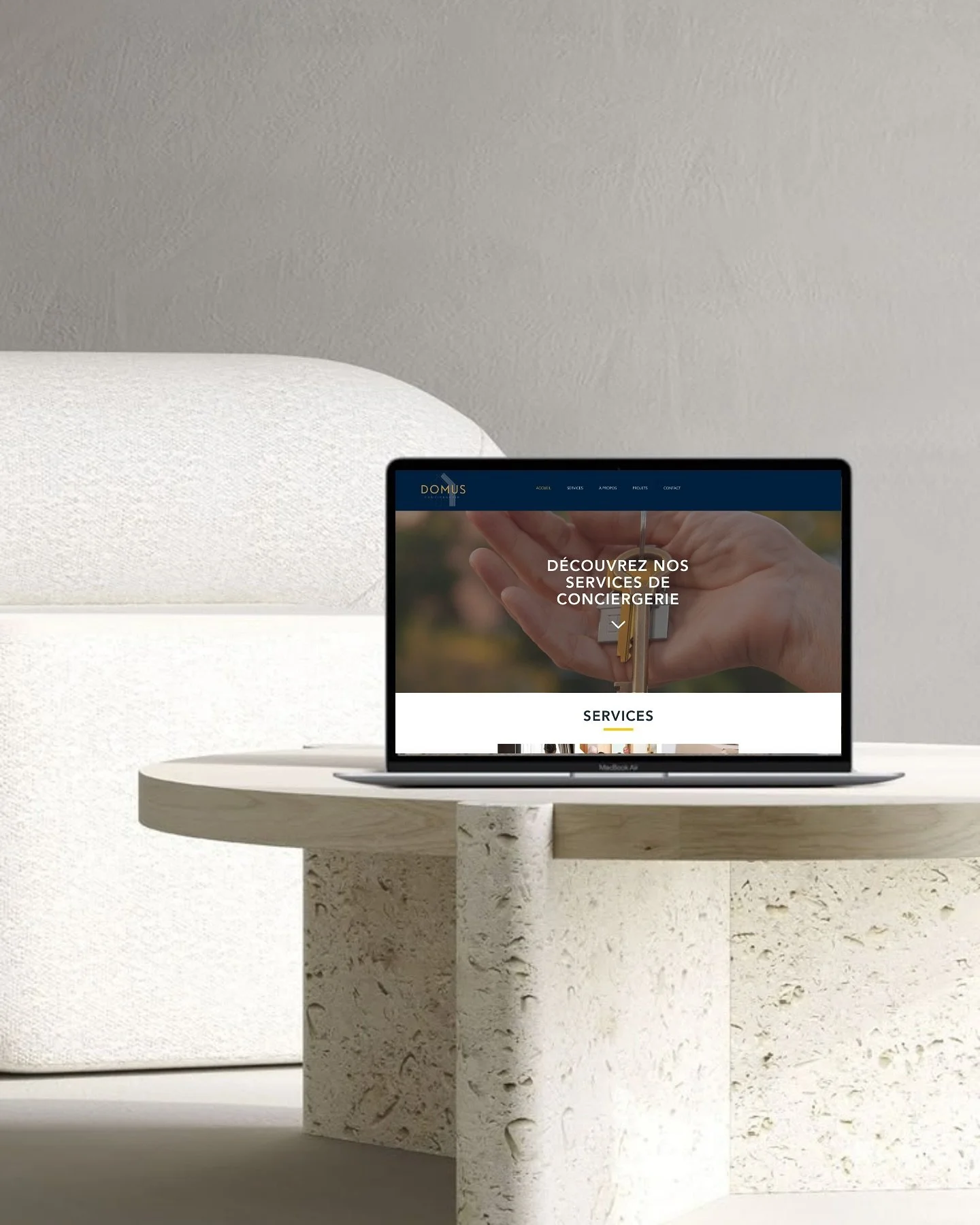 ✨ site web en ligne ! ✨
Nous avons eu le plaisir d&rsquo;accompagner Domus Conciergerie dans la cr&eacute;ation de leur site web 🛎️
Design &eacute;pur&eacute;, navigation fluide et message clair pour sublimer leurs services haut de gamme. 🚀

Vous a