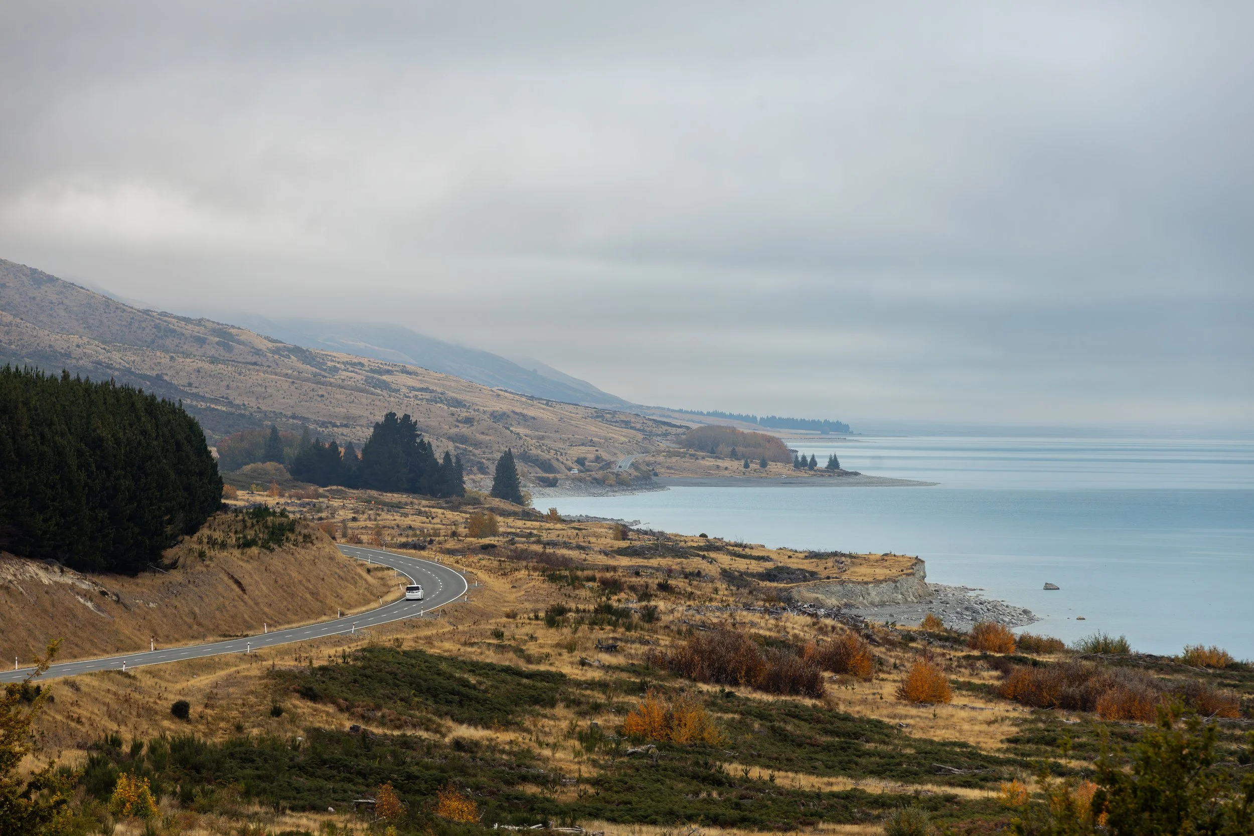 lakeside driving with apollo motorhomes in New Zealand
