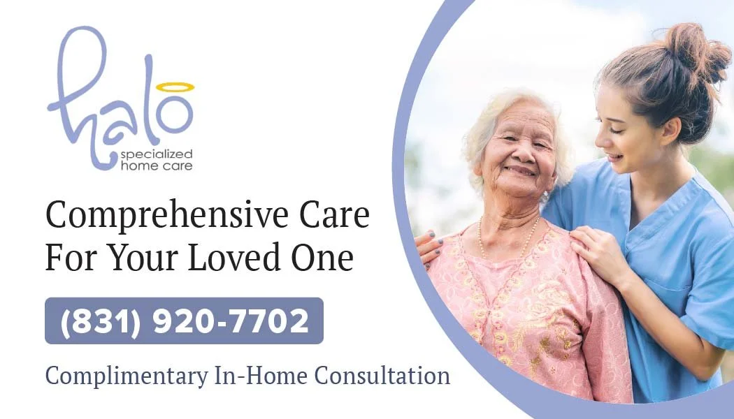 Front and back of caregiver business card with services, phone number, and profile information