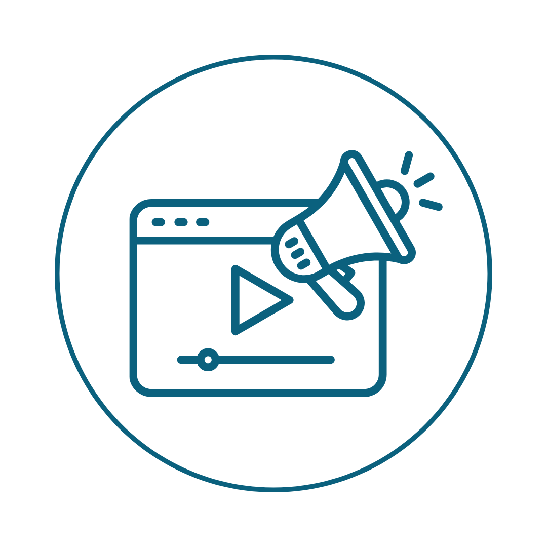 Digital advertising icon showing mobile device with megaphone for targeted online ads