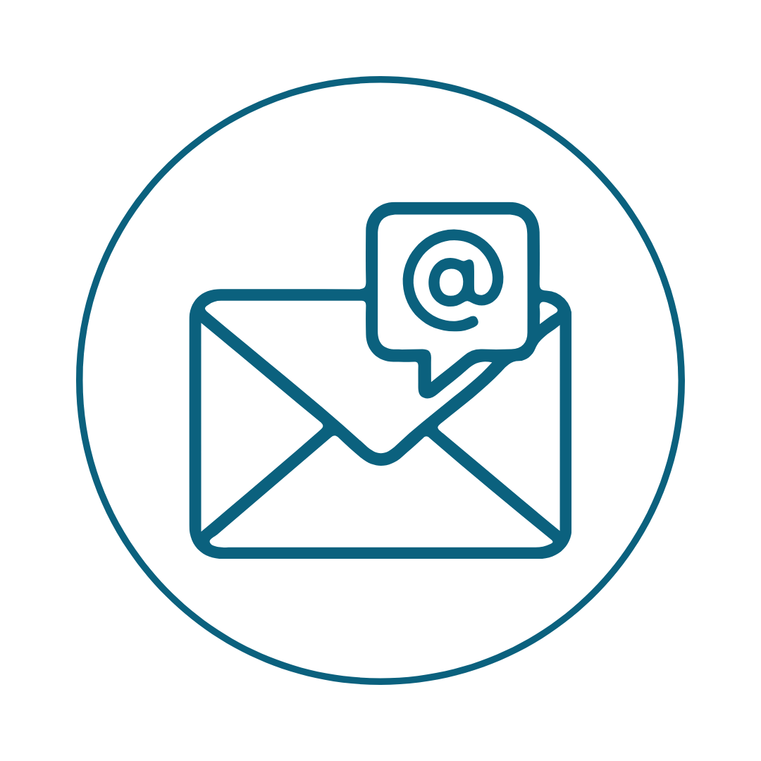 Email marketing icon showing envelope with at symbol for automated email campaigns