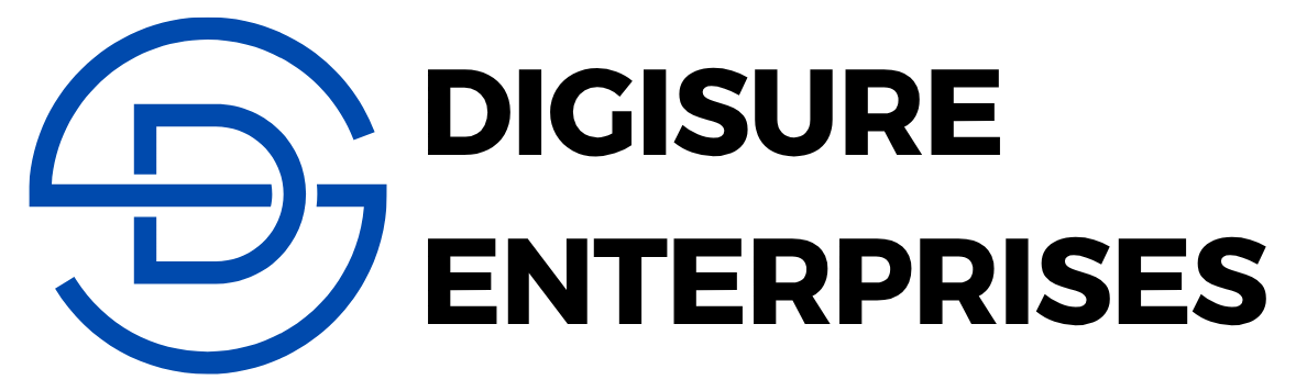 3D logo with a stylized blue letter 'D' and black text that says 'Digisure Enterprises'.
