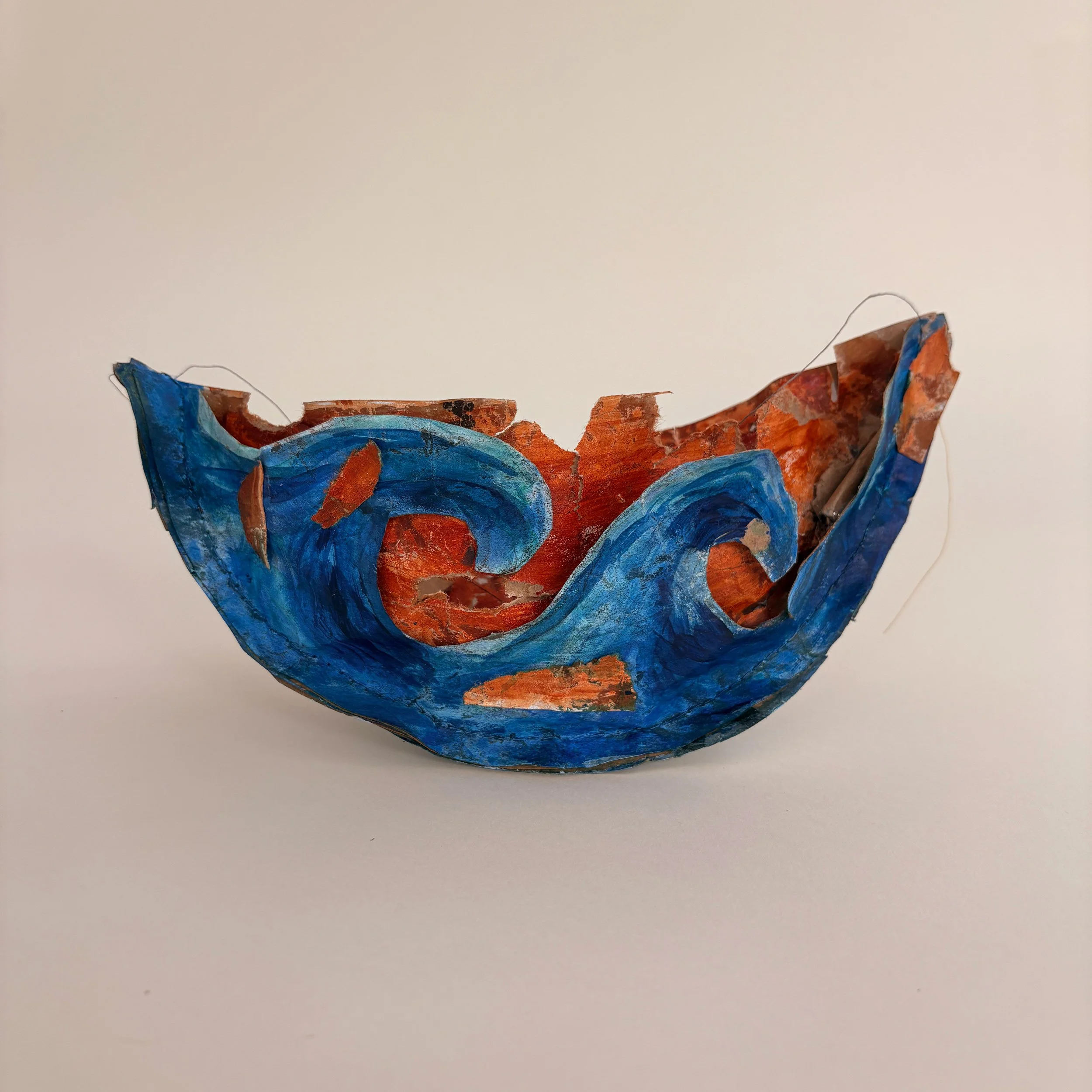 FP-RI-110
Tiana Litvin, Wakefield, RI | 

This vessel reflects the contrast between a dangerous crossing and a safe arrival.
One side depicts rough, threatening waves, while the other is calm, suggesting protection, stability, and the possibility of 
