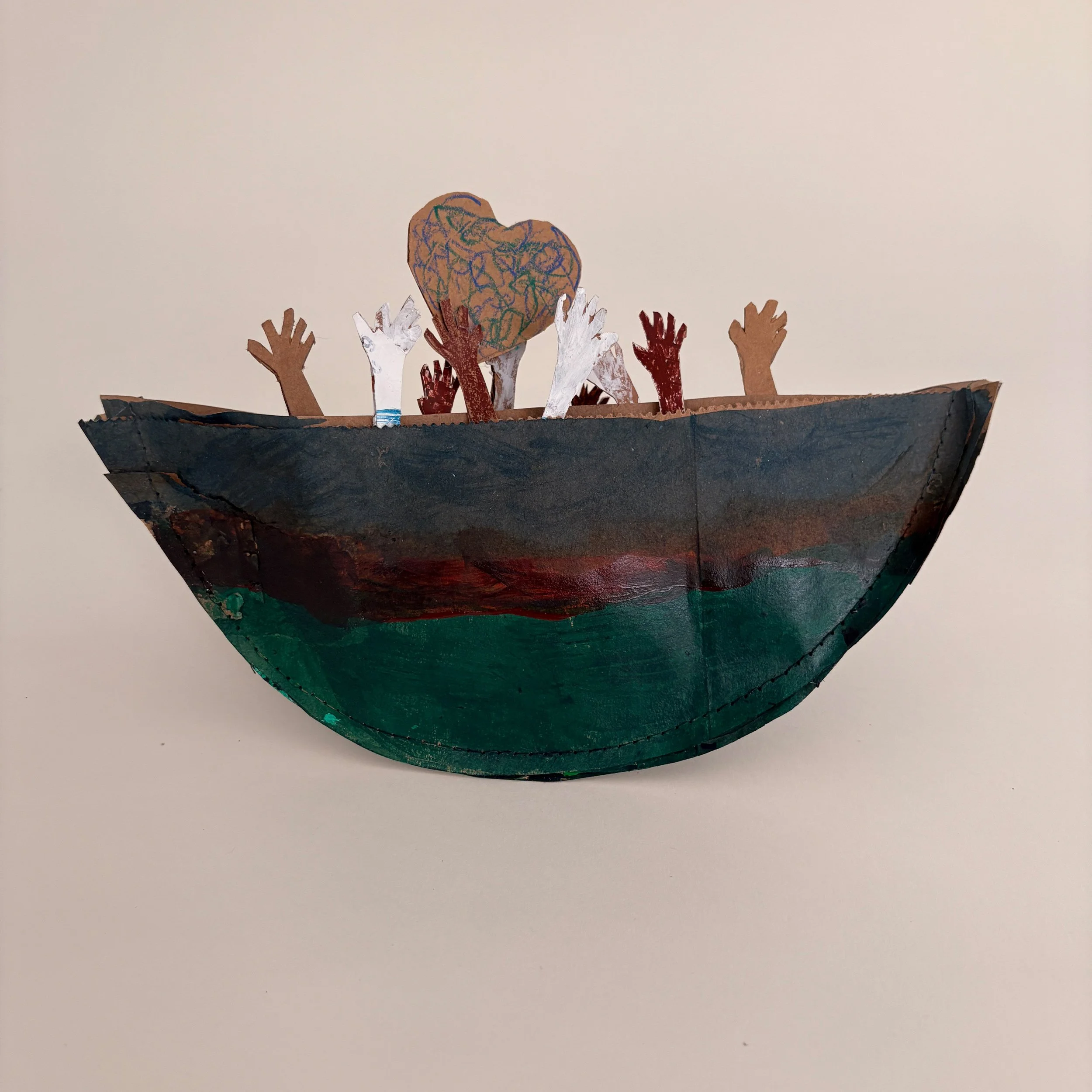FP-RI-111
Christine Skaggs, Richmond, RI  |  

This vessel, Uplifting Heart, reflects the belief that personal growth is sustained through the support of many relationships over time.
The colors of sky and water suggest renewal, while the surrounding