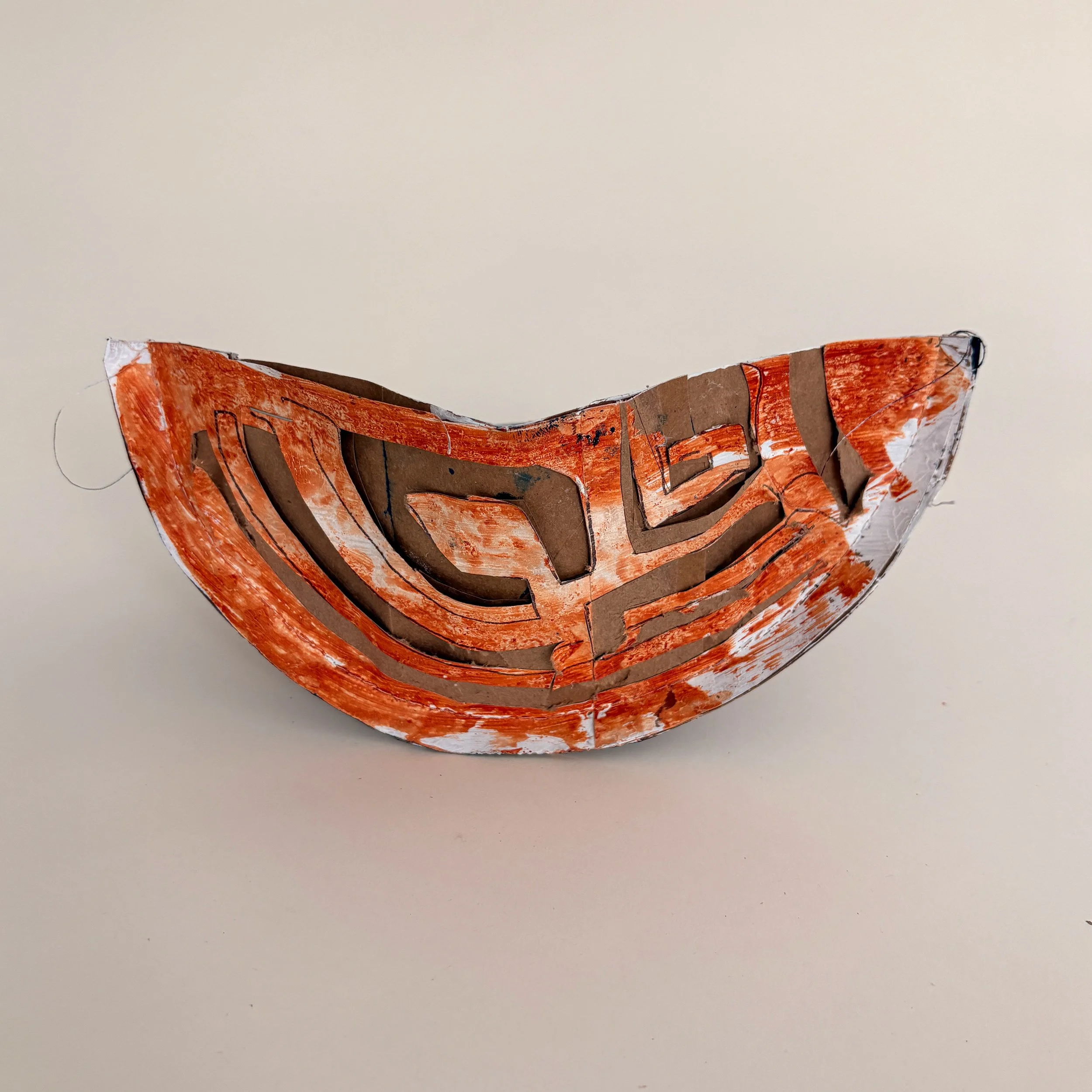 FP-RI-108
Jean Puerini, Wakefield, RI  |  
This vessel reflects the labyrinth of paperwork and red tape that must be navigated to immigrate in the modern world. Its layered pathways evoke delays, detours, and uncertainty — the invisible barriers that