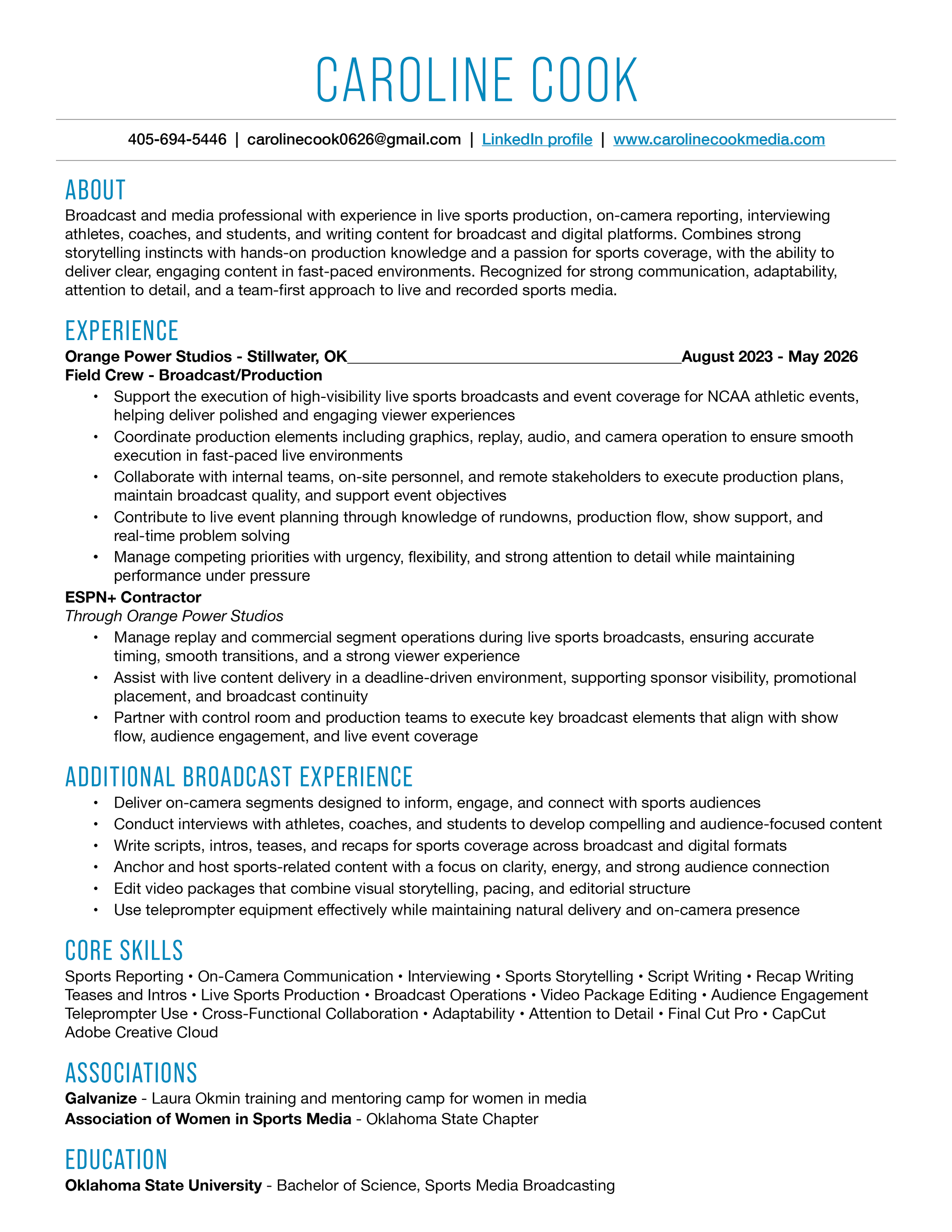 Caroline Cook resume