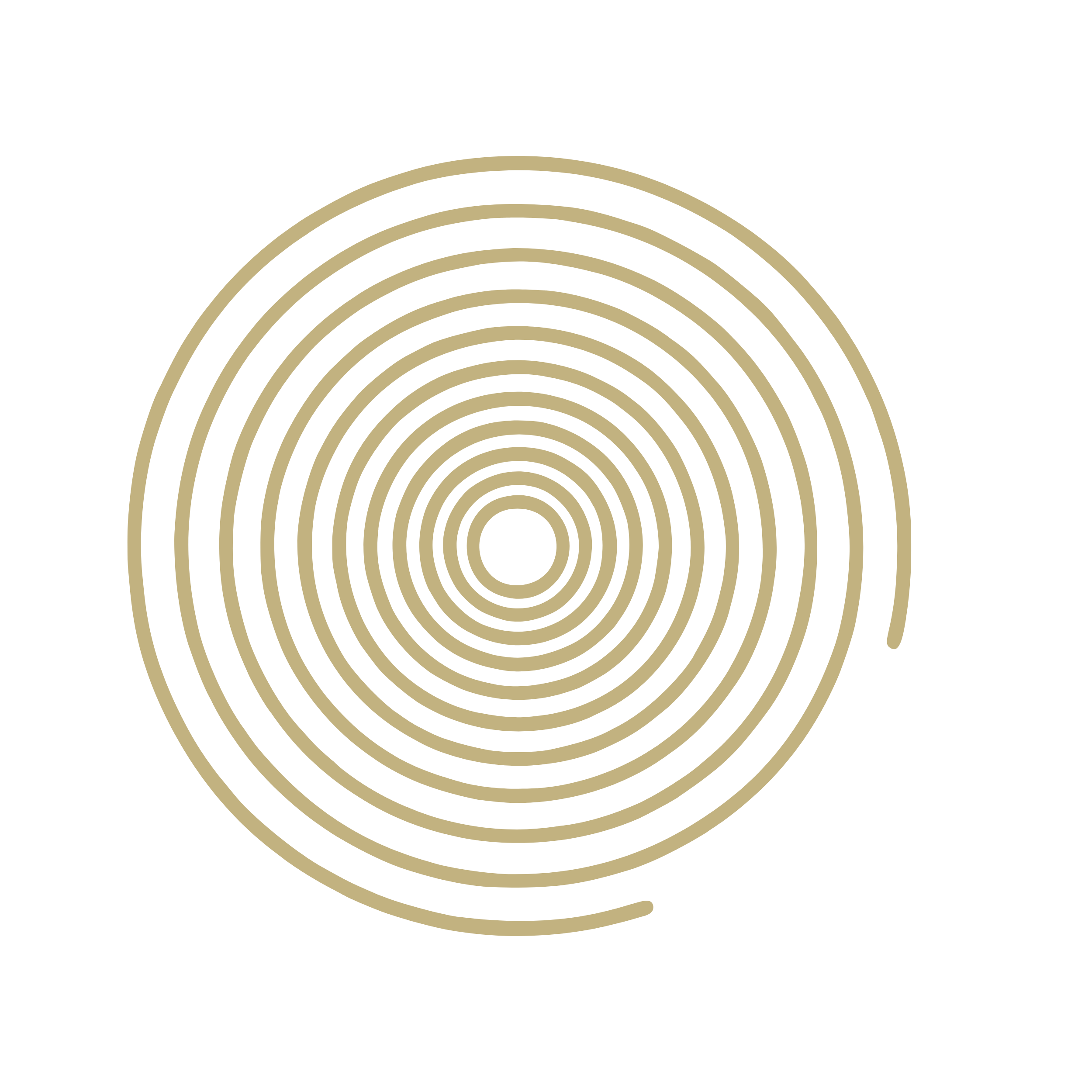 A black background with a gold spiral maze pattern.
