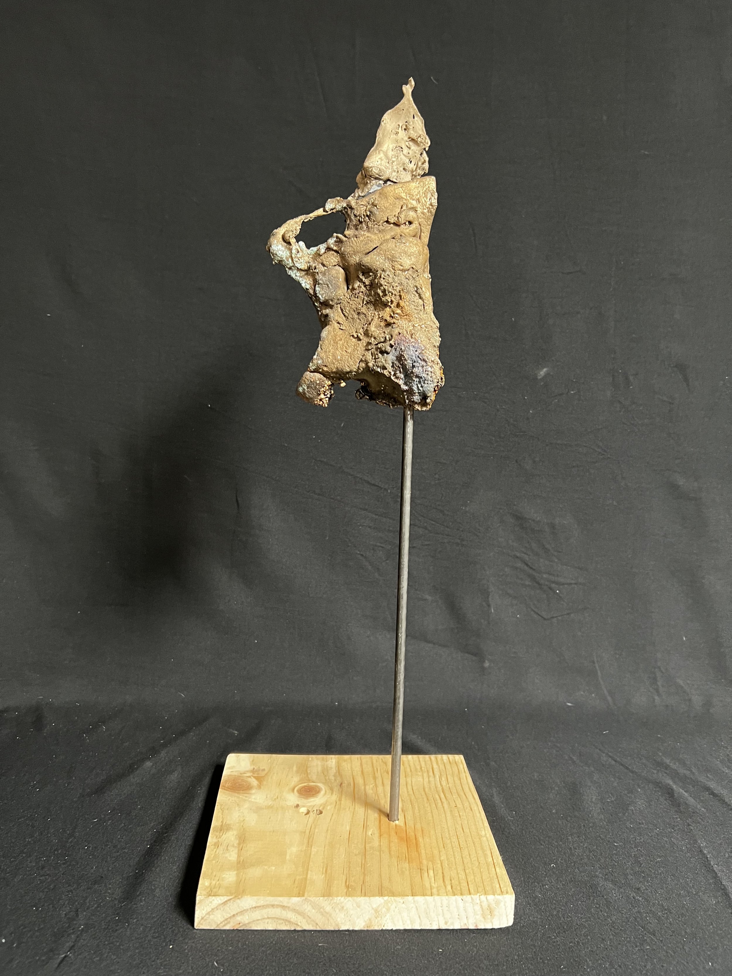 Daedalus I    19"x7"x7"    Bronze, Wood, Natural Patina    $2000.00