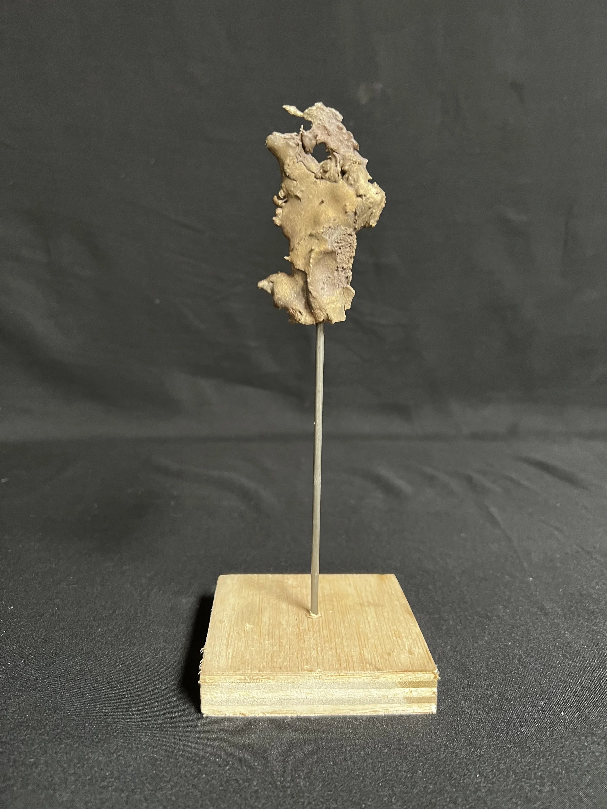 Torso at Rest I    9"x4"x4"     Bronze, Epoxy putty, Paint, Wood     $600.00     