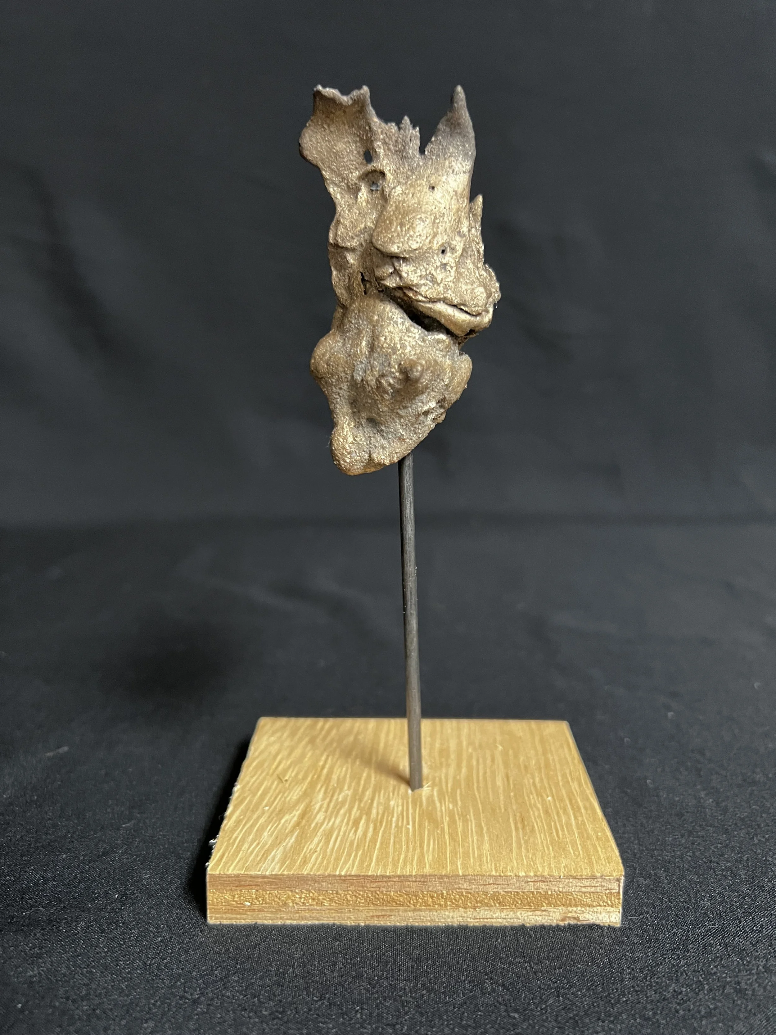 Torso with Hips     6"x3"x2"    Bronze, Epoxy Putty, Paint, Wood    $200.00