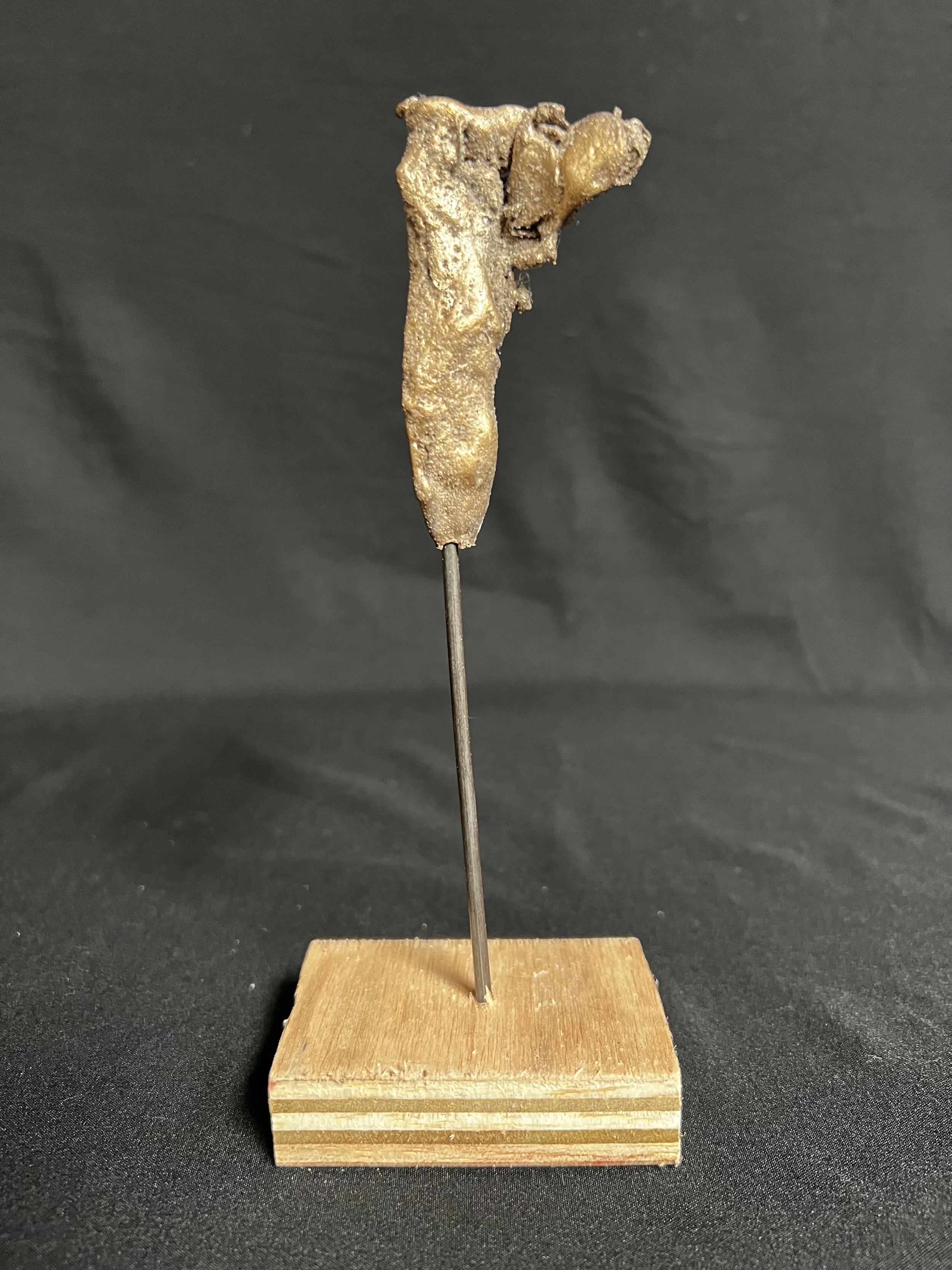 Slim Torso with Wing    7"x3"x2"    Bronze, Wood     $400.00