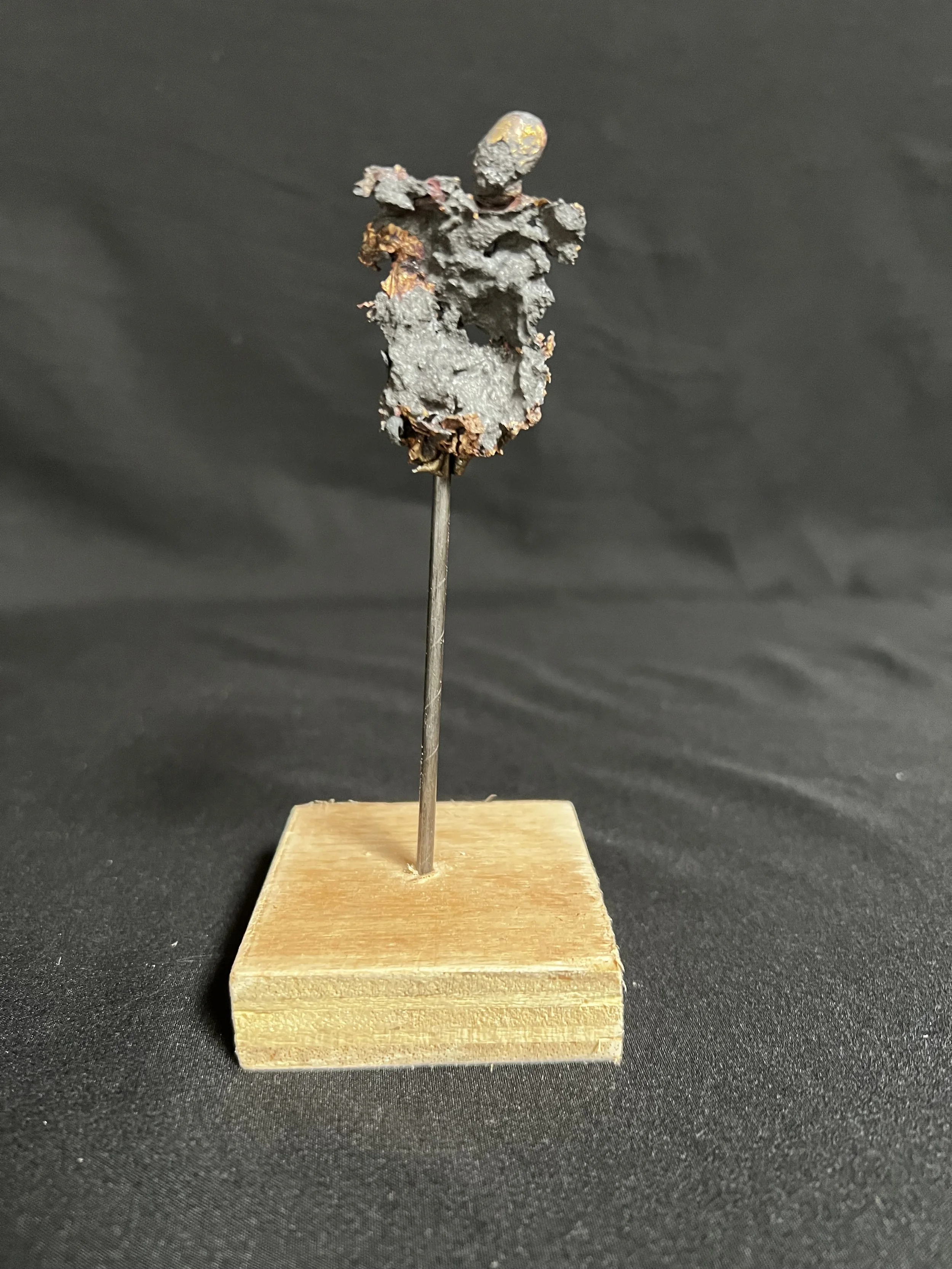 Jewel Series_Bent Torso    6"x3"x3"   Bronze, Epoxy Putty, Wood    $500.00