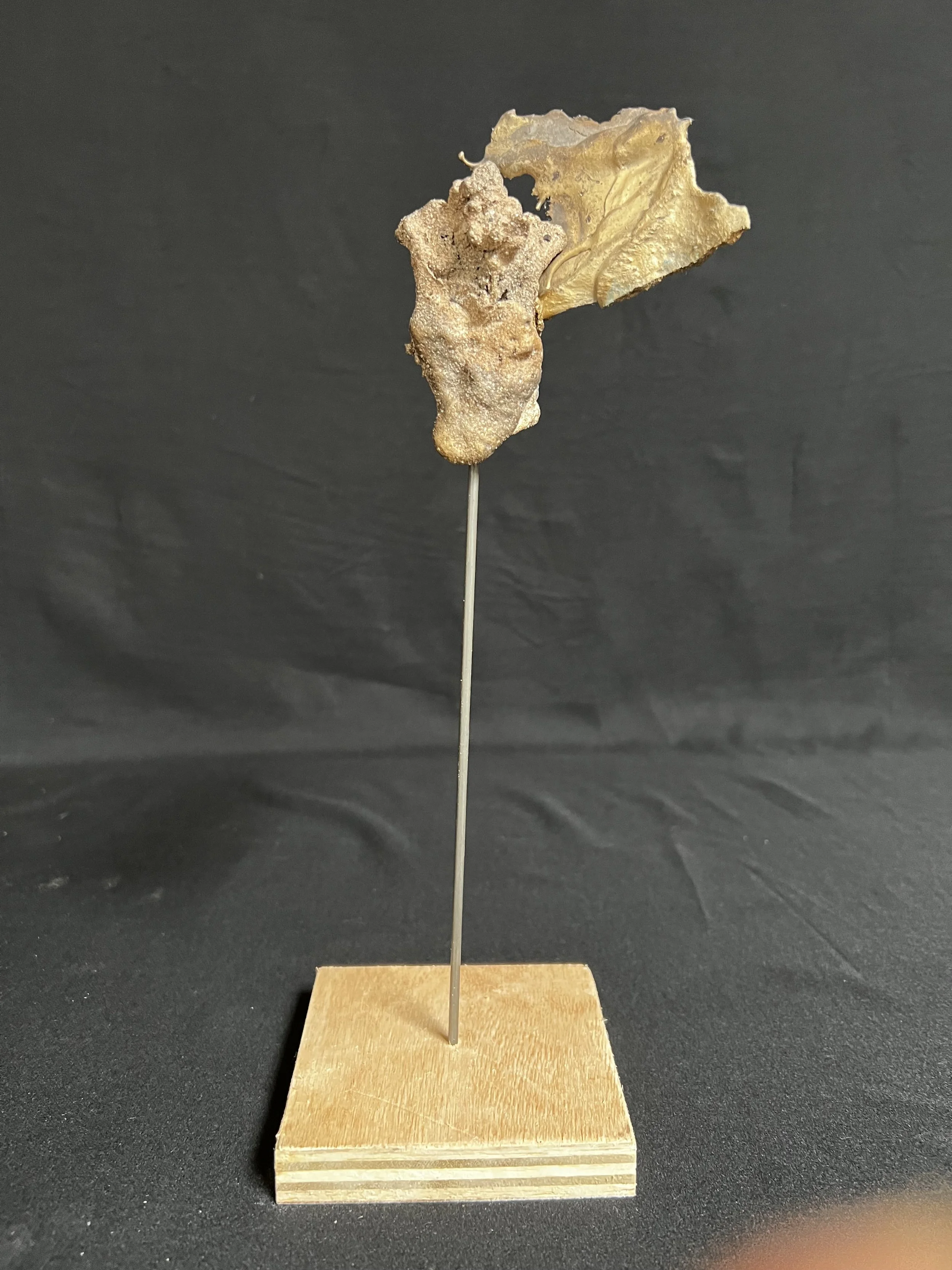 Winged Torso at Rest I      12"x4"x4"      Bronze, Epoxy Putty, Paint, Wood     $1000.00