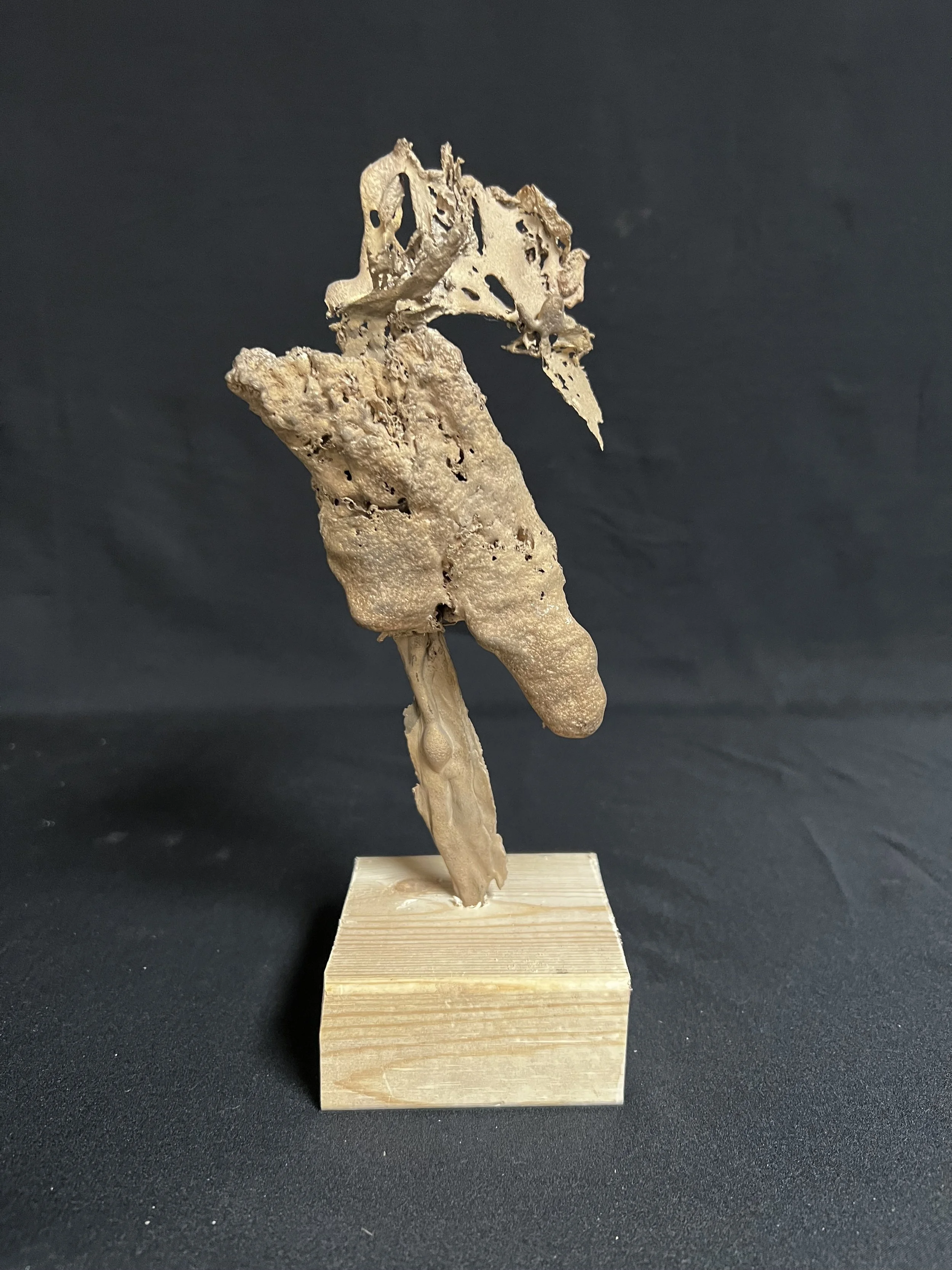 Figure Leaning I     11"x3"x3"     Bronze, Epoxy Putty, Paint, Wood     $1200.00
