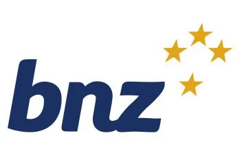 BNZ logo with five gold stars arranged above the text.