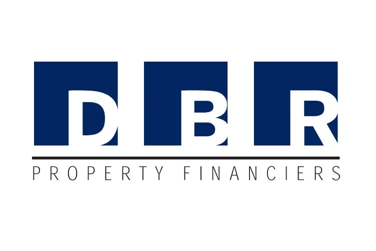 Logo for DBR Property Financiers with large blue squares containing white letters D, B, and R, and the company name written below.