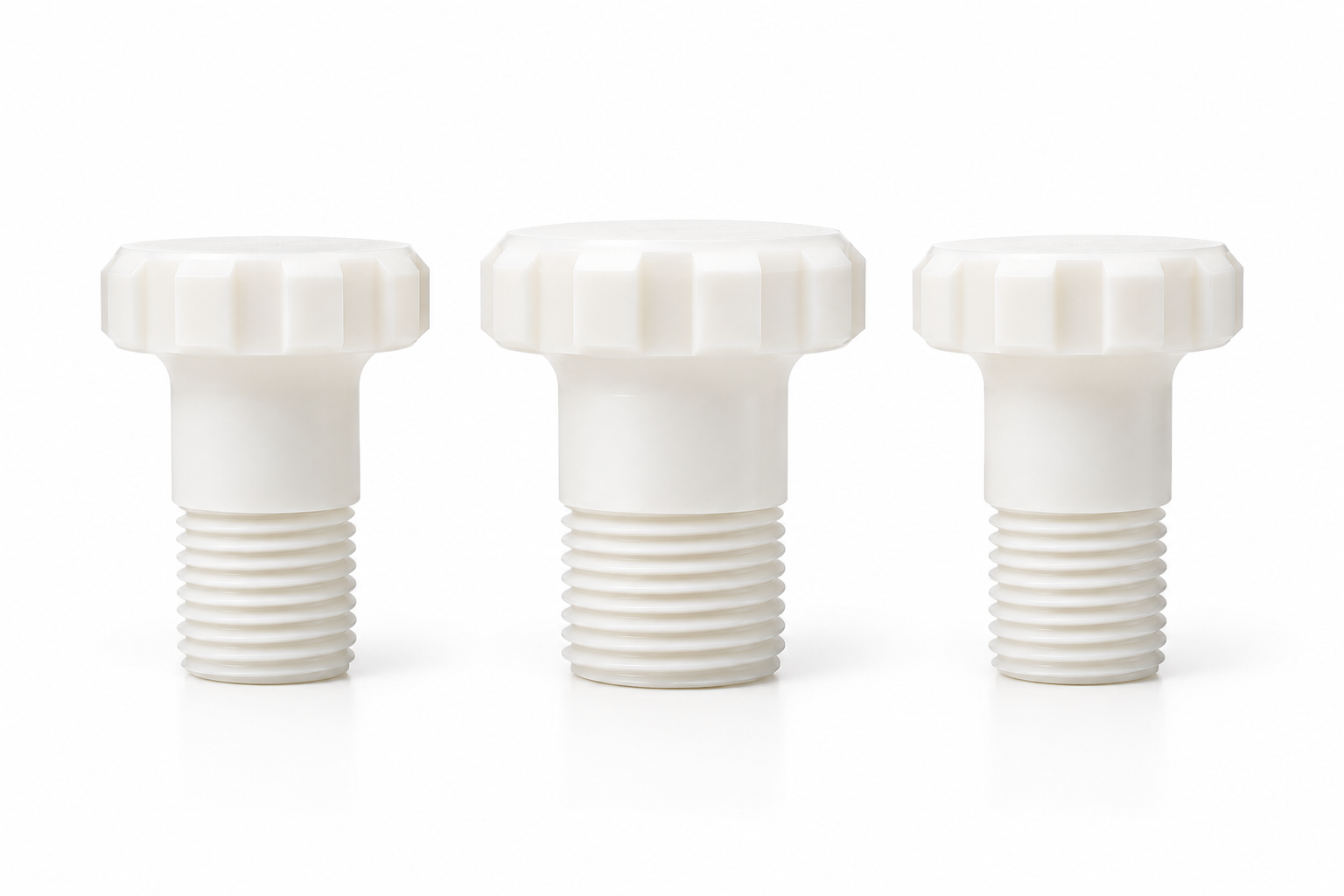 Three White Ridged Plastic Bolts.png