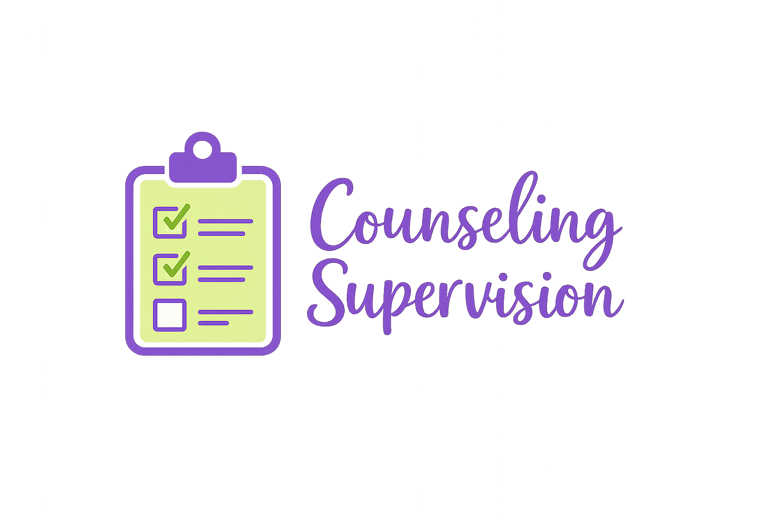 Neon sign reading 'Counseling Supervision' with a clipboard icon featuring checkmarks.