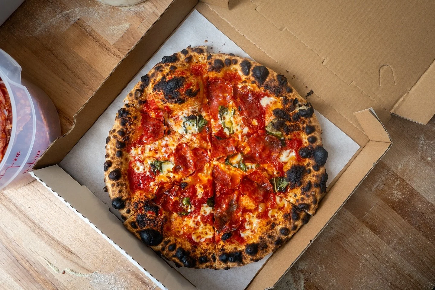 One of the few photos I took during the @parttimepizza pickup on Friday - this is the Hot Sopressata 💥

As I begin to ramp up these pickups from my apartment, I&rsquo;m certain every menu will feature a margherita pizza and some sort of cured meat (