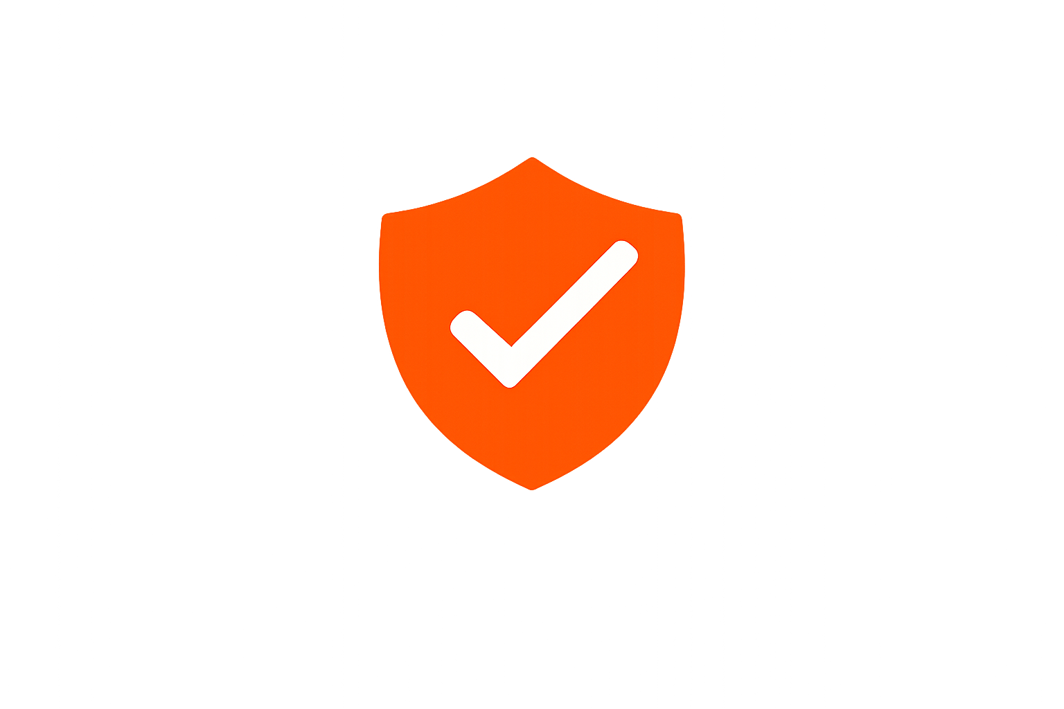 Security shield icon with a white checkmark in the center on a black background.