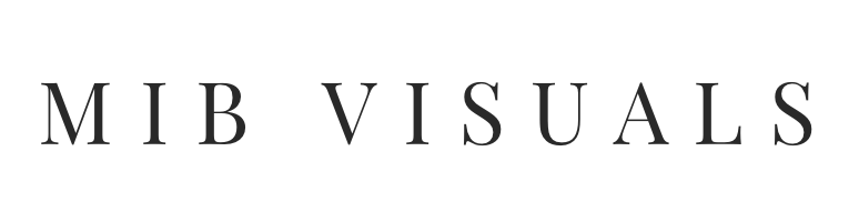 Logo with the text 'MIB VISUALS' in black, serif font on a white background.