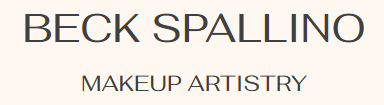 Text displaying 'BECK SPALLINO MAKEUP ARTISTRY' with a white background